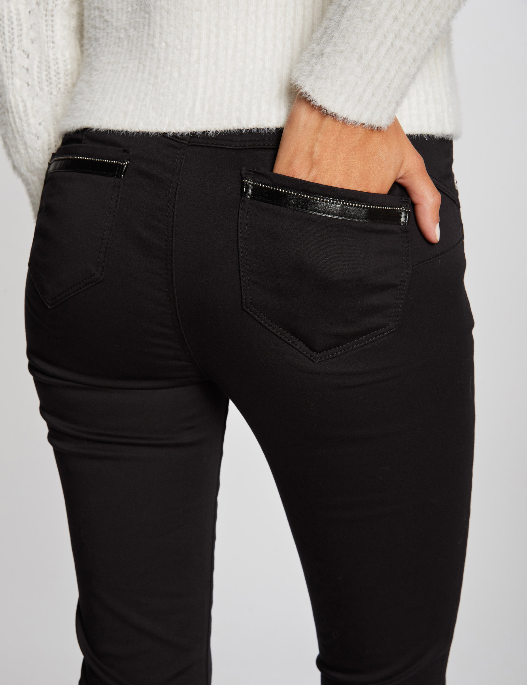 Slim standard-waisted trousers black ladies'