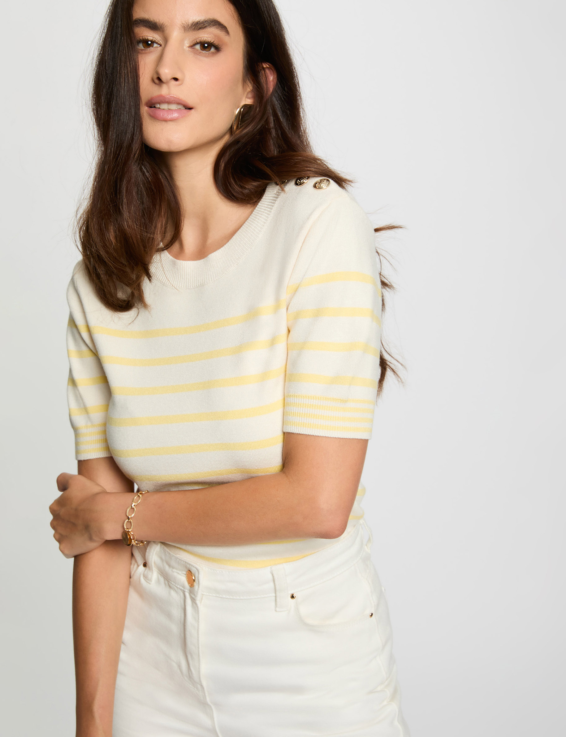 stripped jumper short sleeves ivory women Stripped jumper short-sleeves ivory women