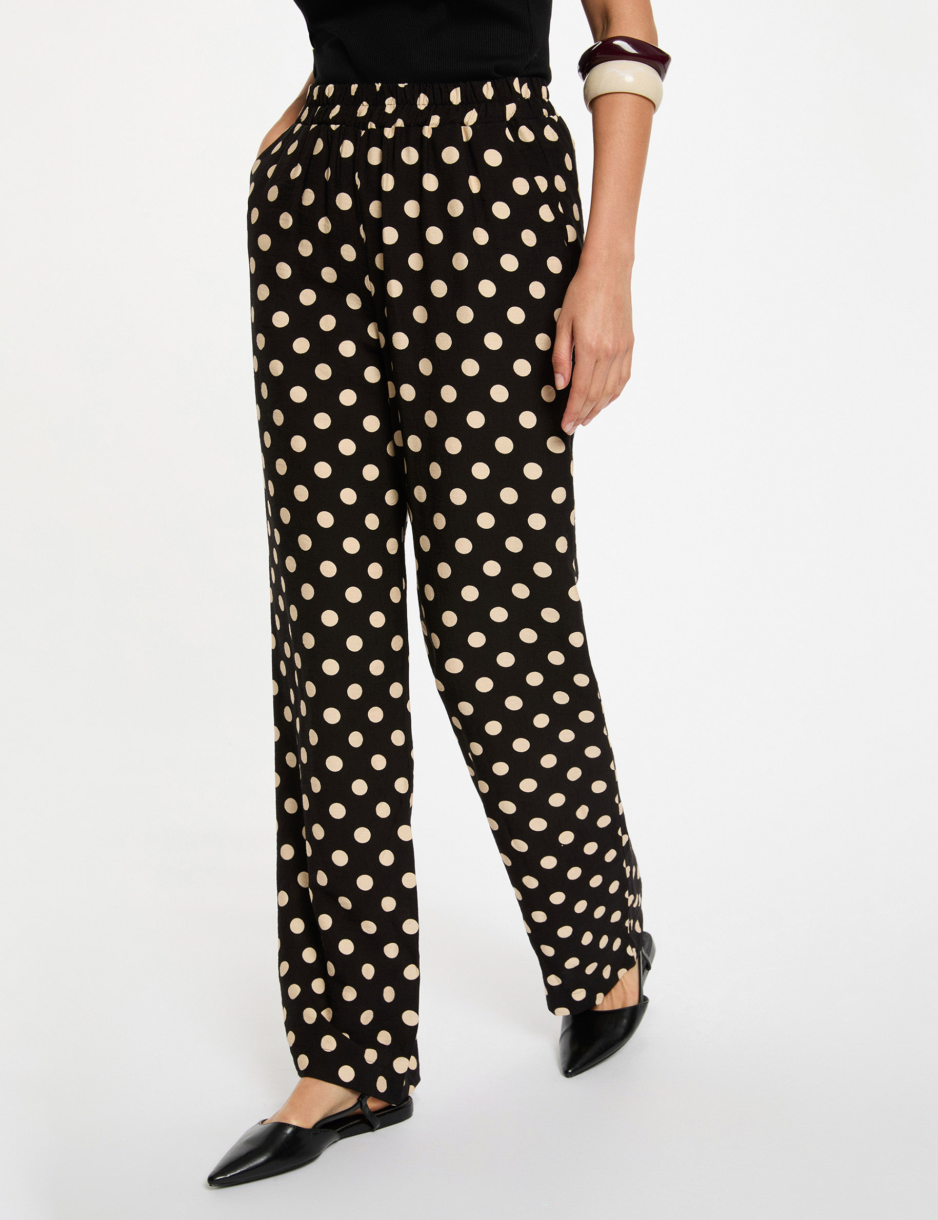 High-waisted straight trousers black women
