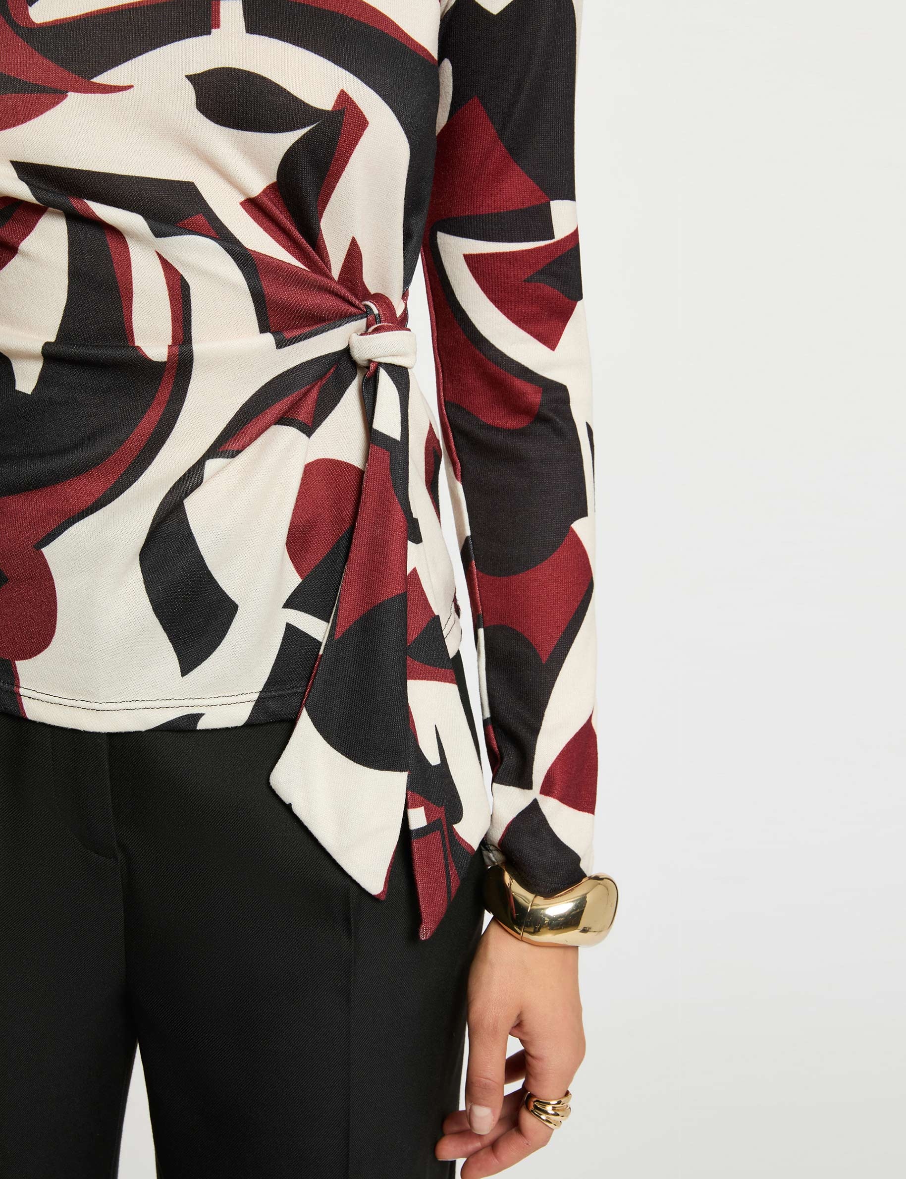 Knotted round neck t-shirt multicolor women