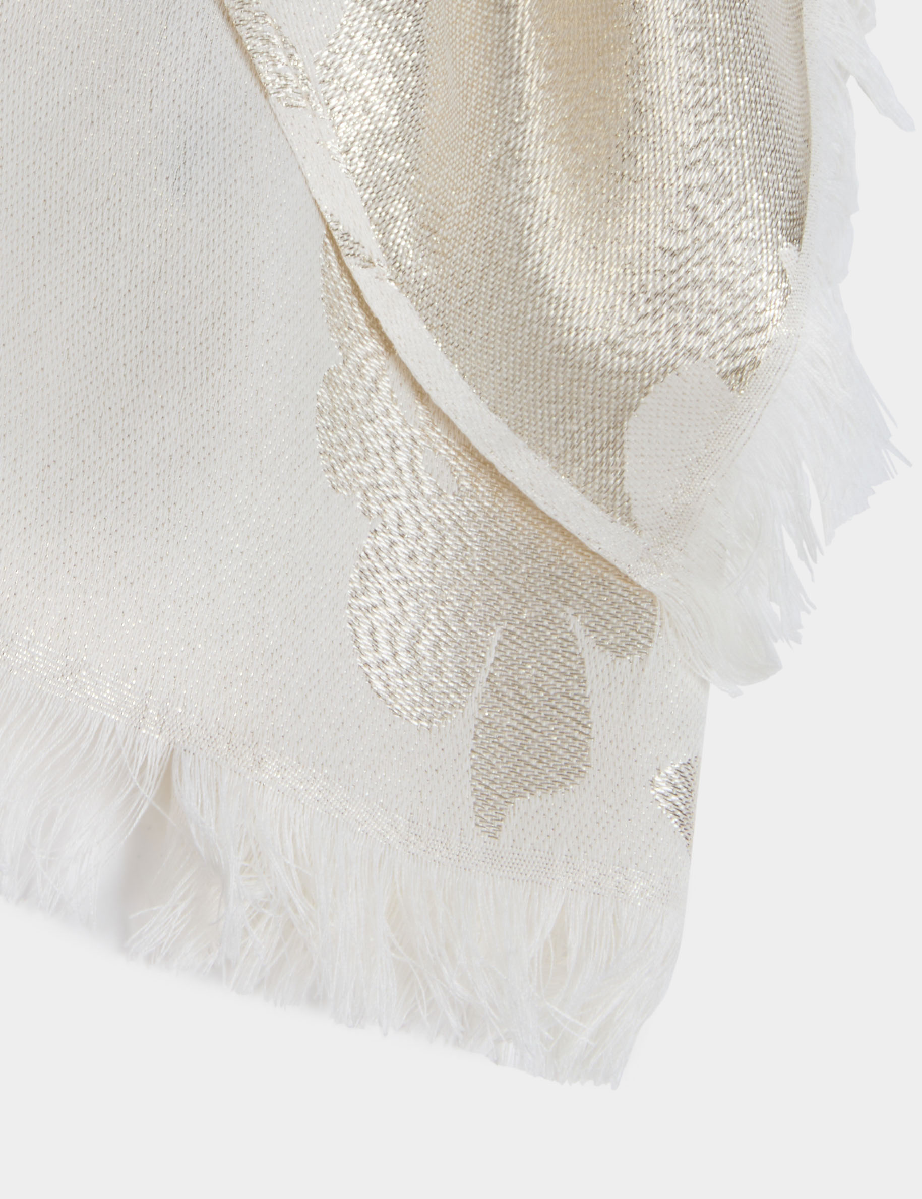 Metallic thread scarf ivory women