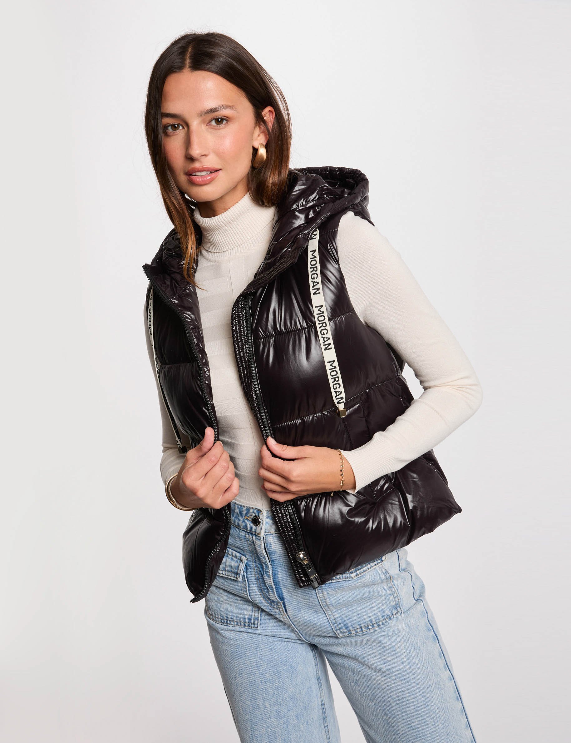 vinyl look puffer jacket black women Vinyl-look puffer jacket black women