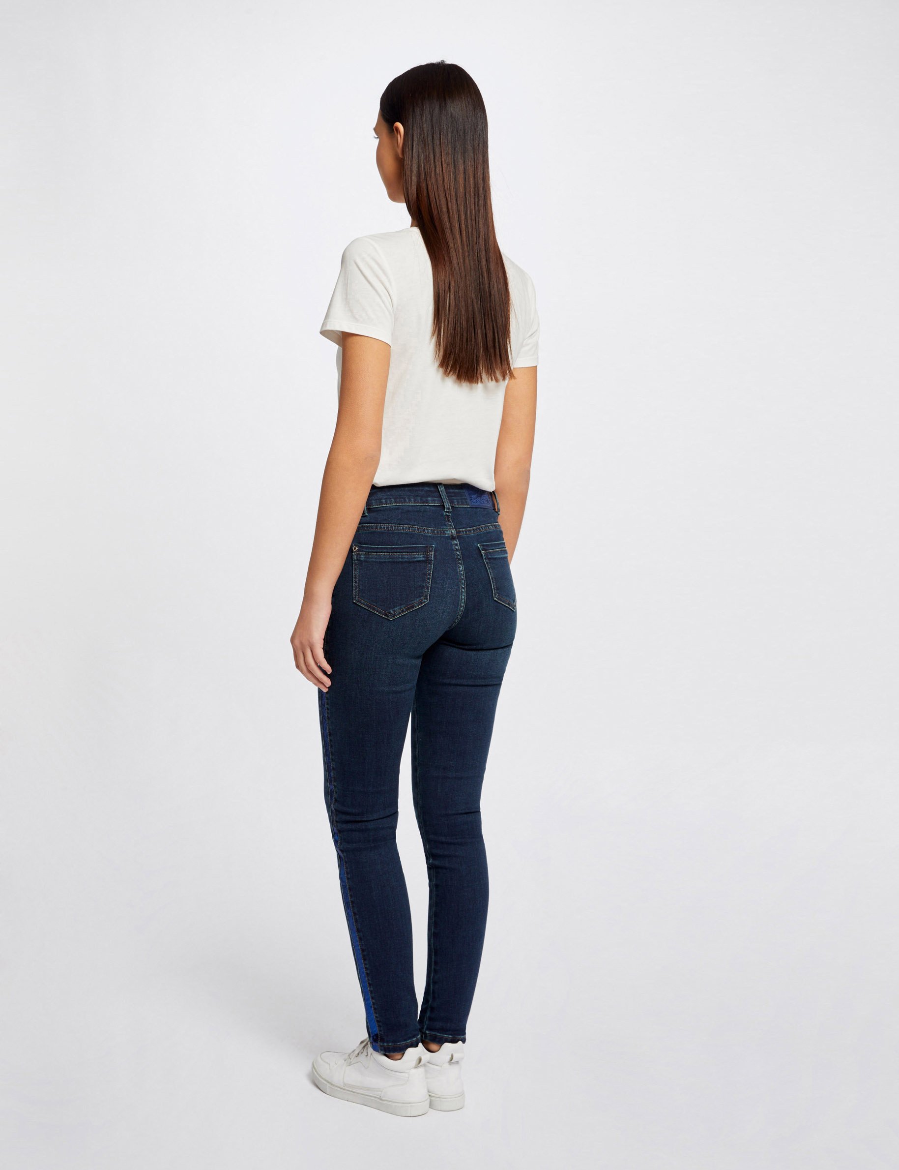 Slim jeans with sequins strips stone denim ladies'