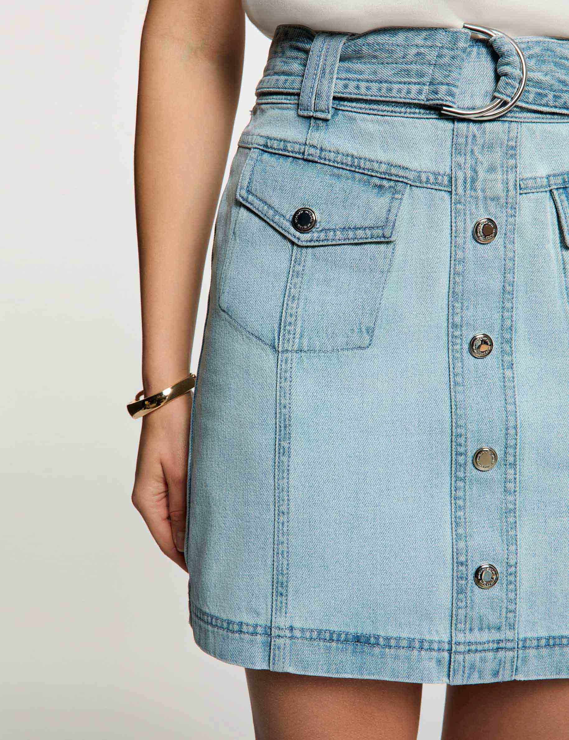Mini denim skirt bleach denim women