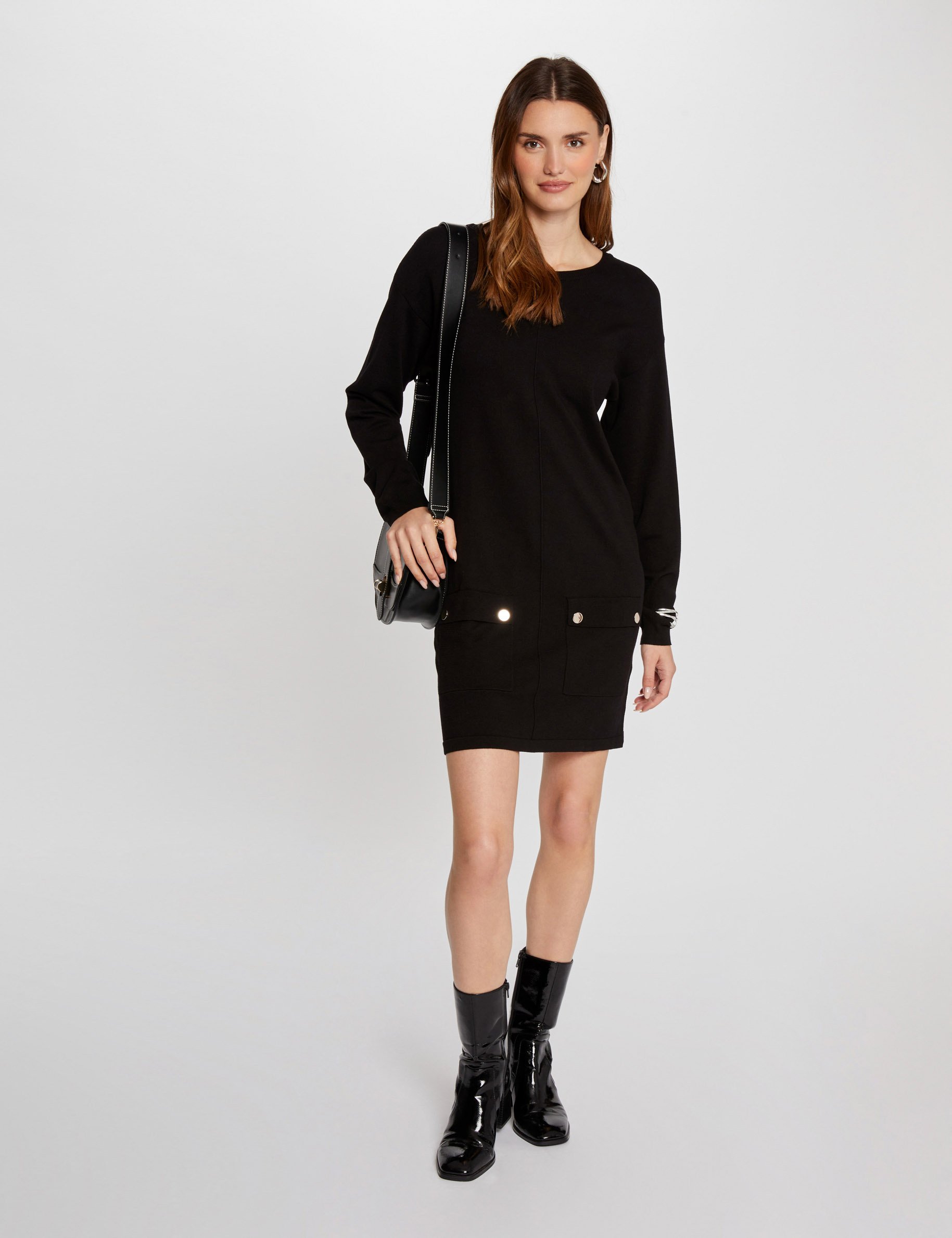 robe tricot courte droite noir femme Robe tricot courte droite noir femme
