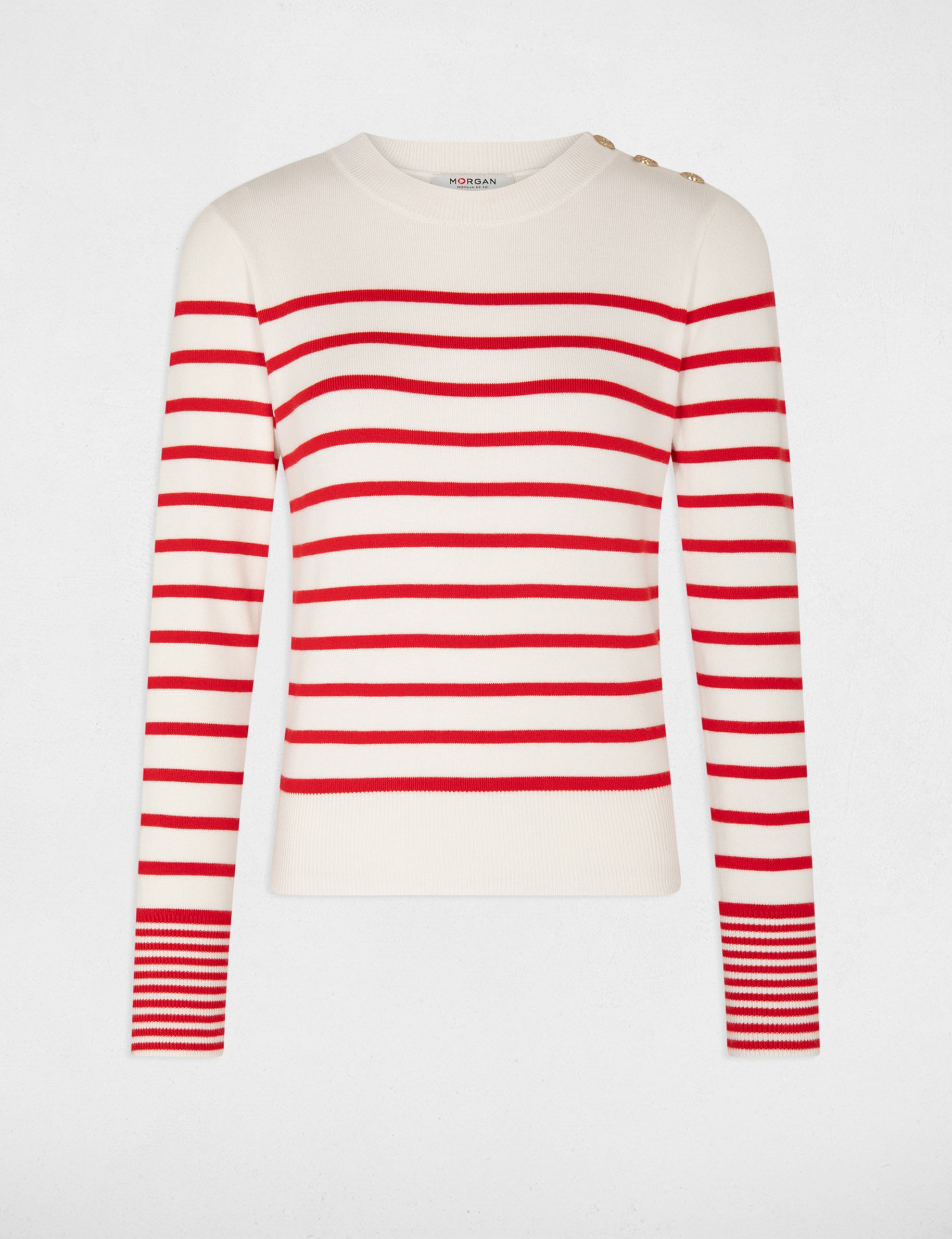 Long-sleeved jumper with stripes ivory ladies'