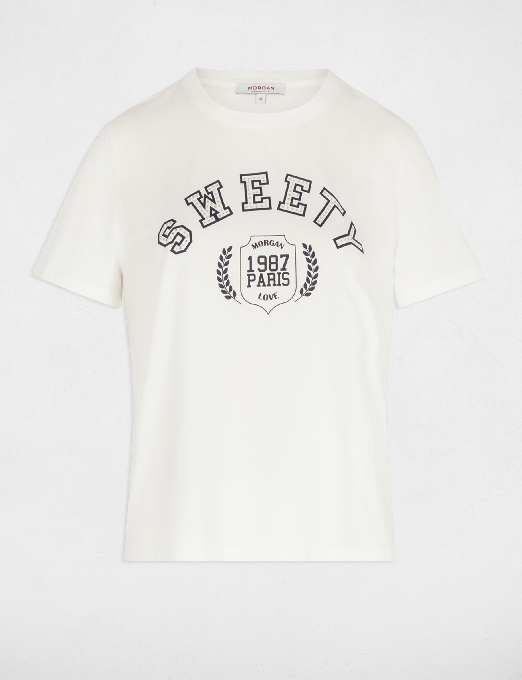Cropped printed t-shirt white women