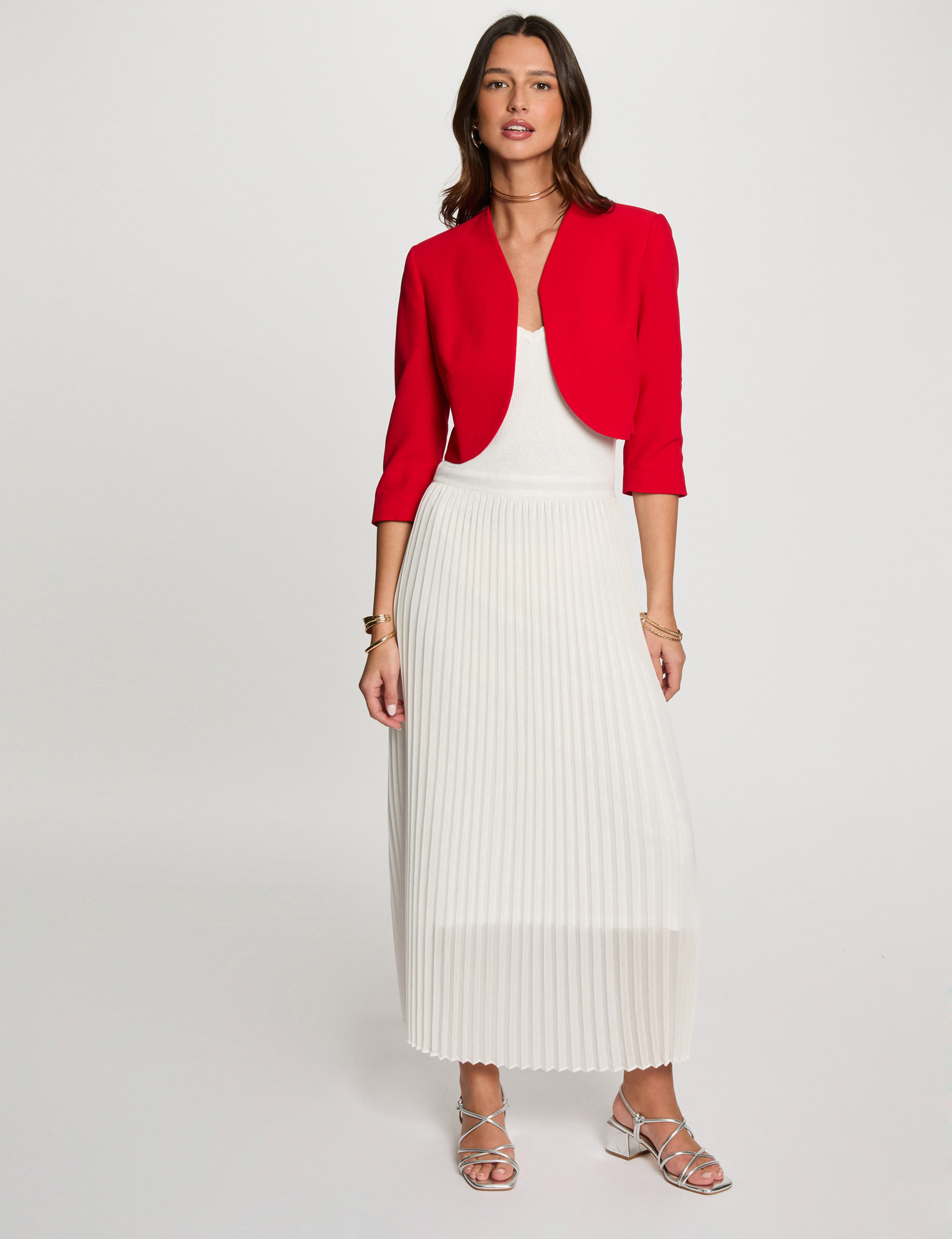 straight jacket with 34 length sleeves red women Straight jacket with 3/4-length sleeves red women