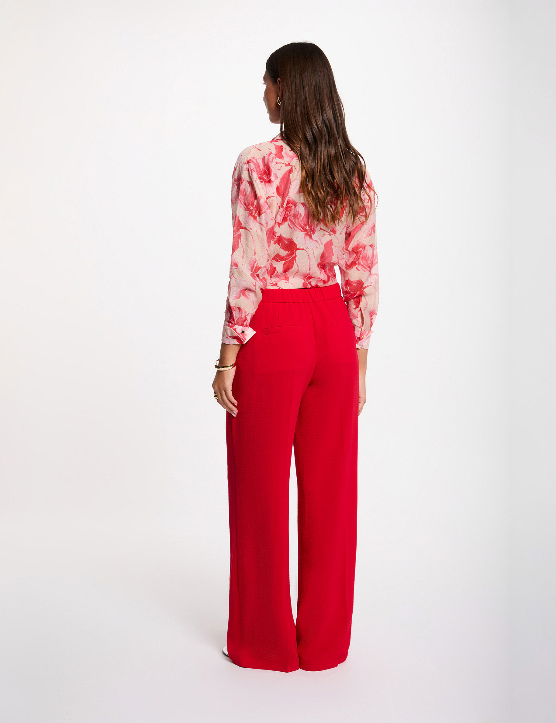 Flowy wide-leg trousers red women