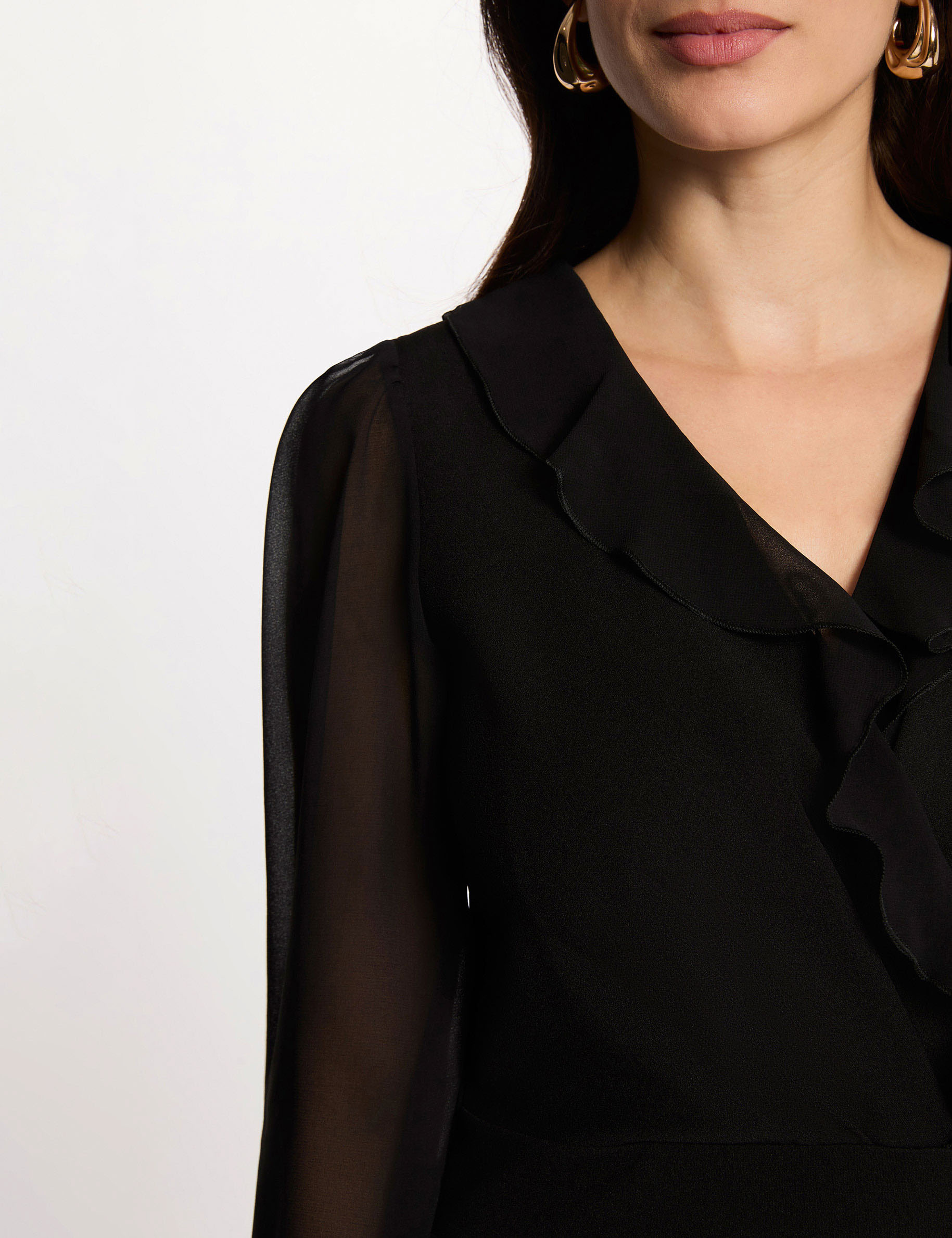 Sheer dress with V-neck black women