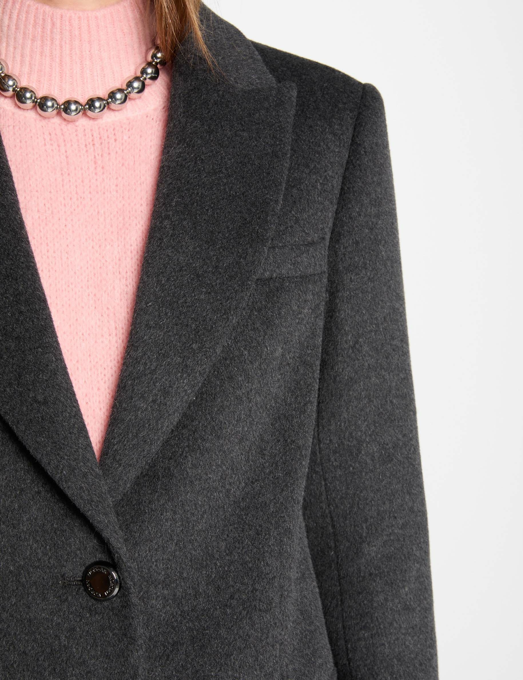 buttoned long coat anthracite grey women Buttoned long coat anthracite grey women