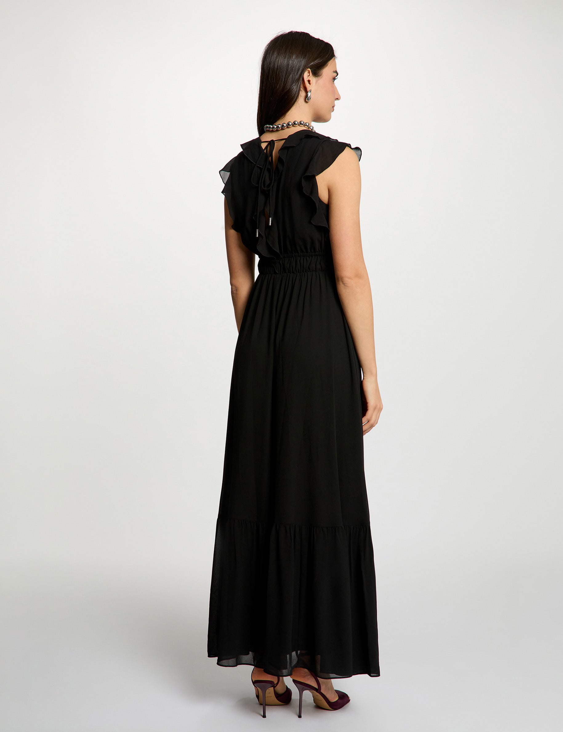 Long dress with V-neck black women