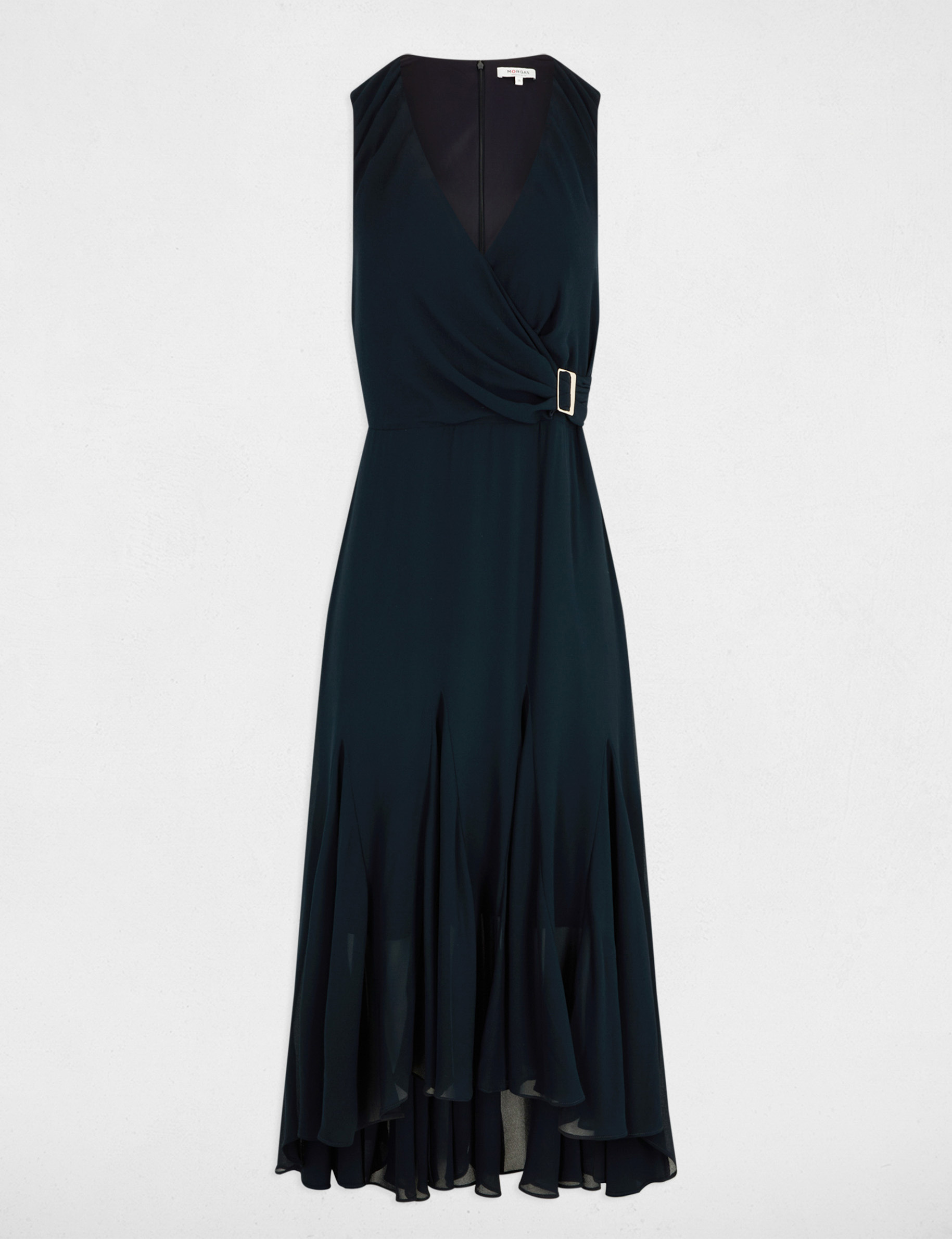Loose straight midi dress navy blue women