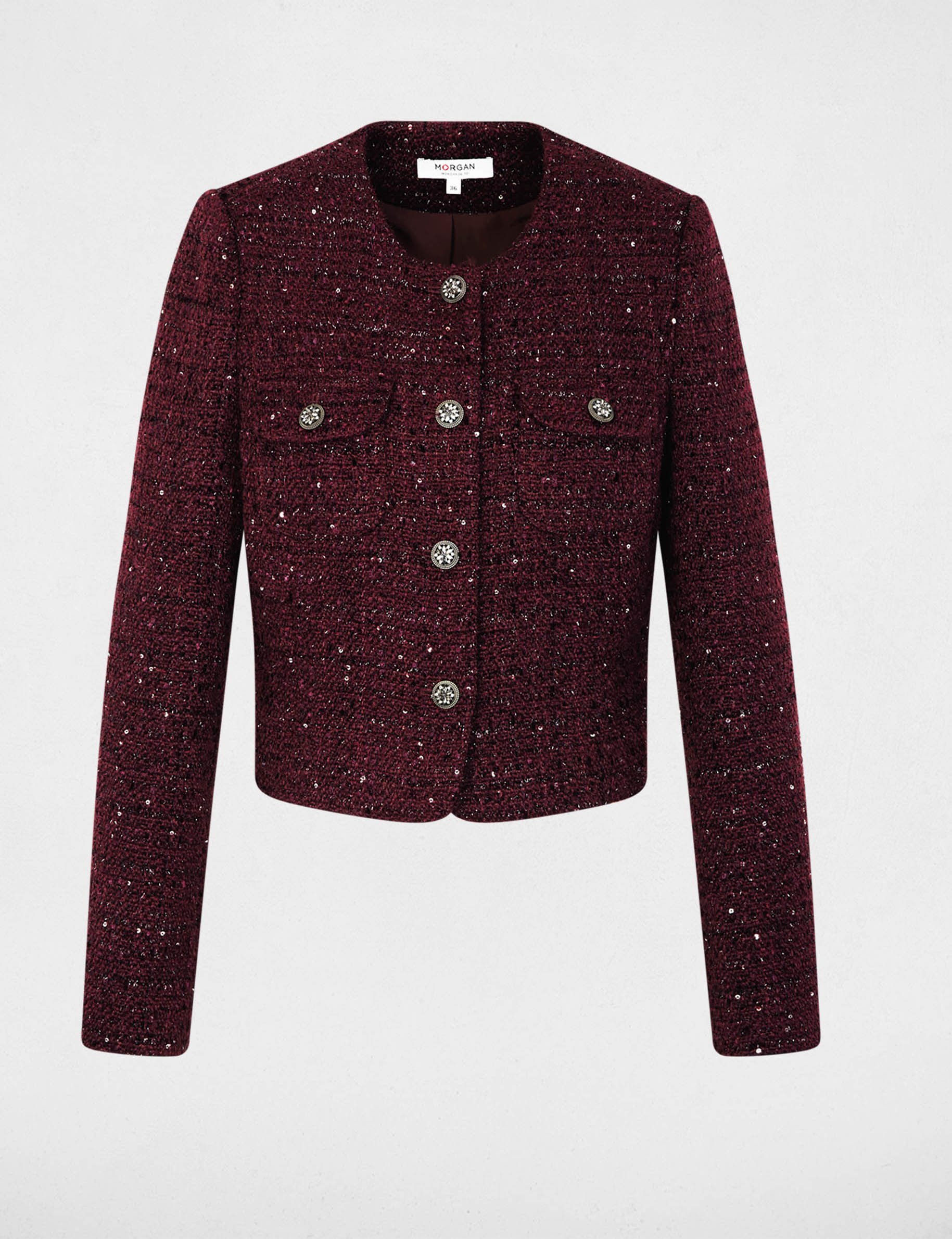 veste ajustee col rond prune femme plum women