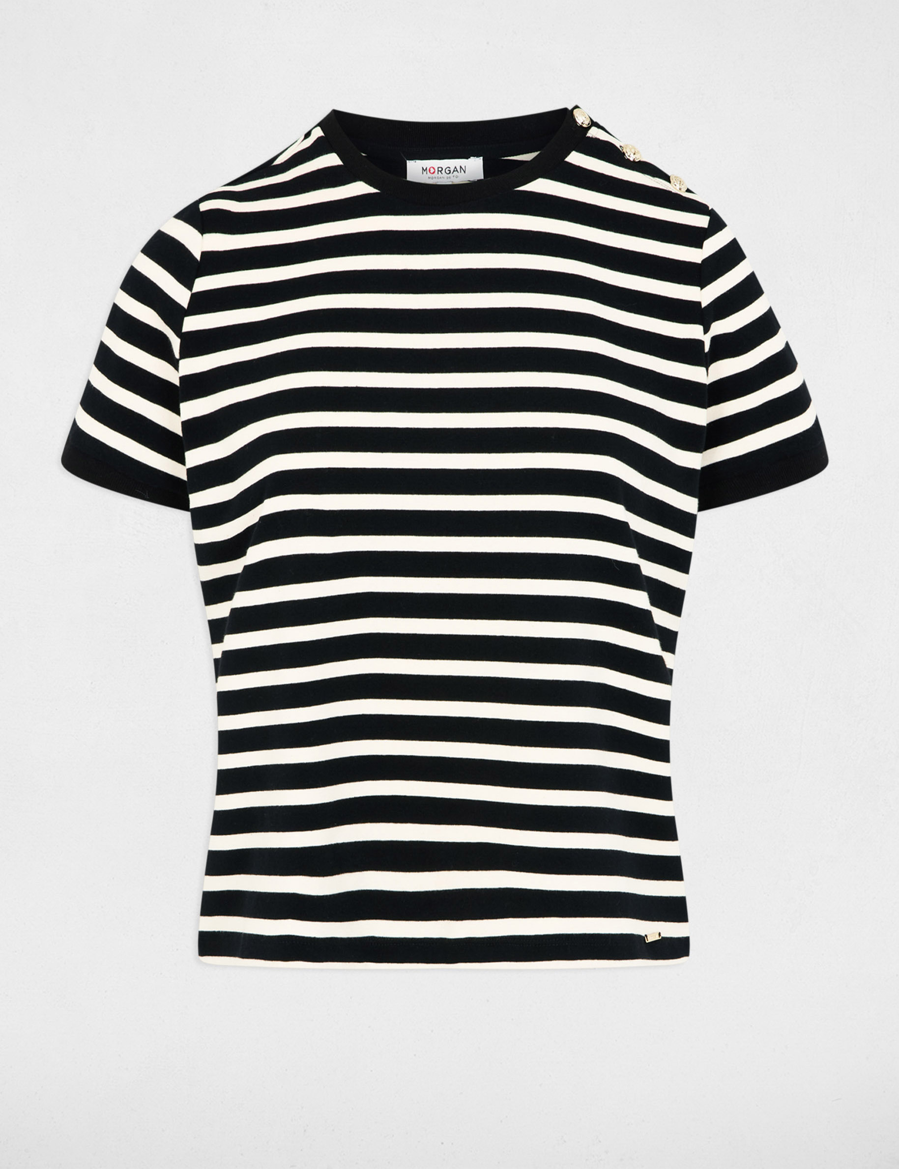 Striped t-shirt with round neck black women