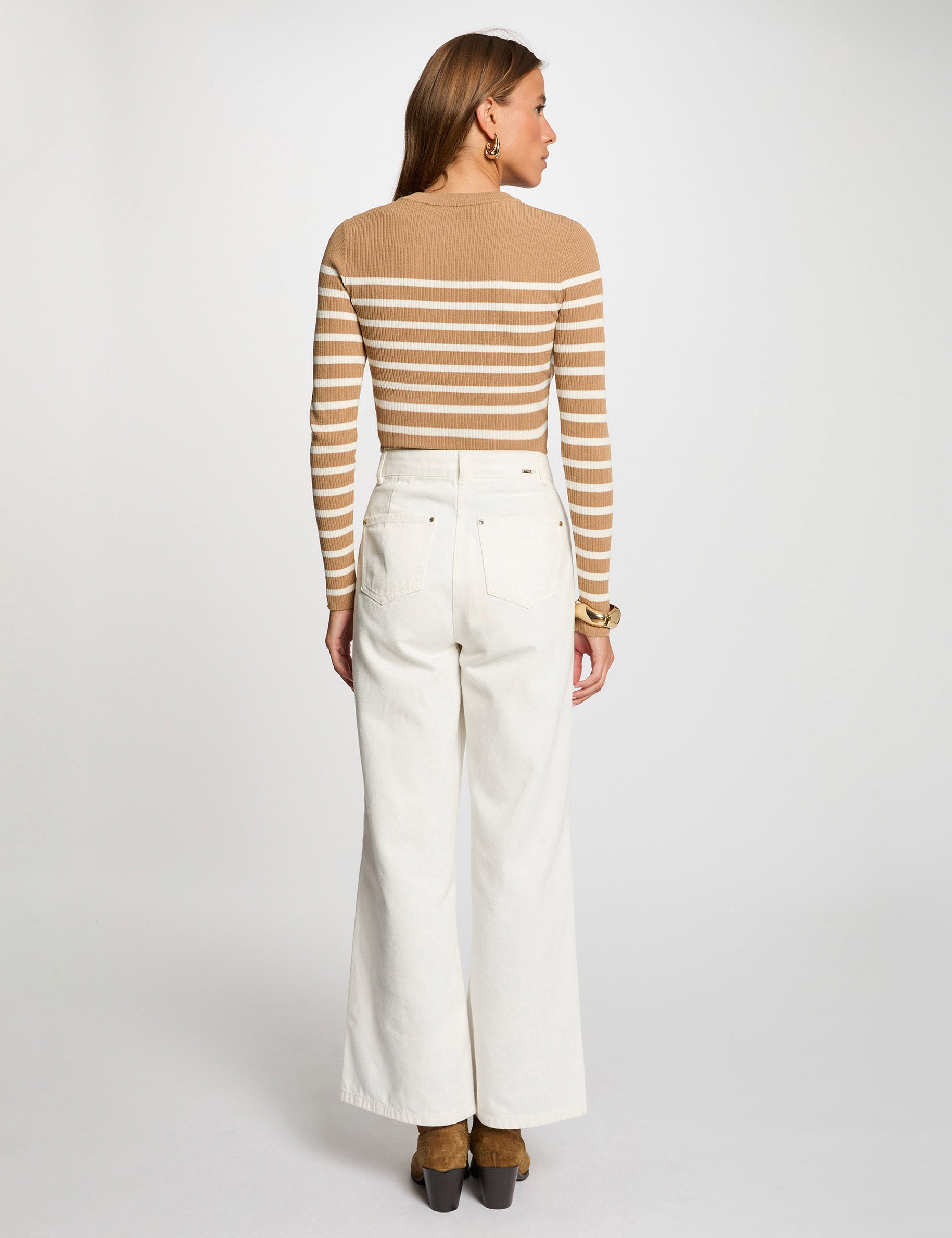 long sleeved striped jumper camel women Long-sleeved striped jumper camel women