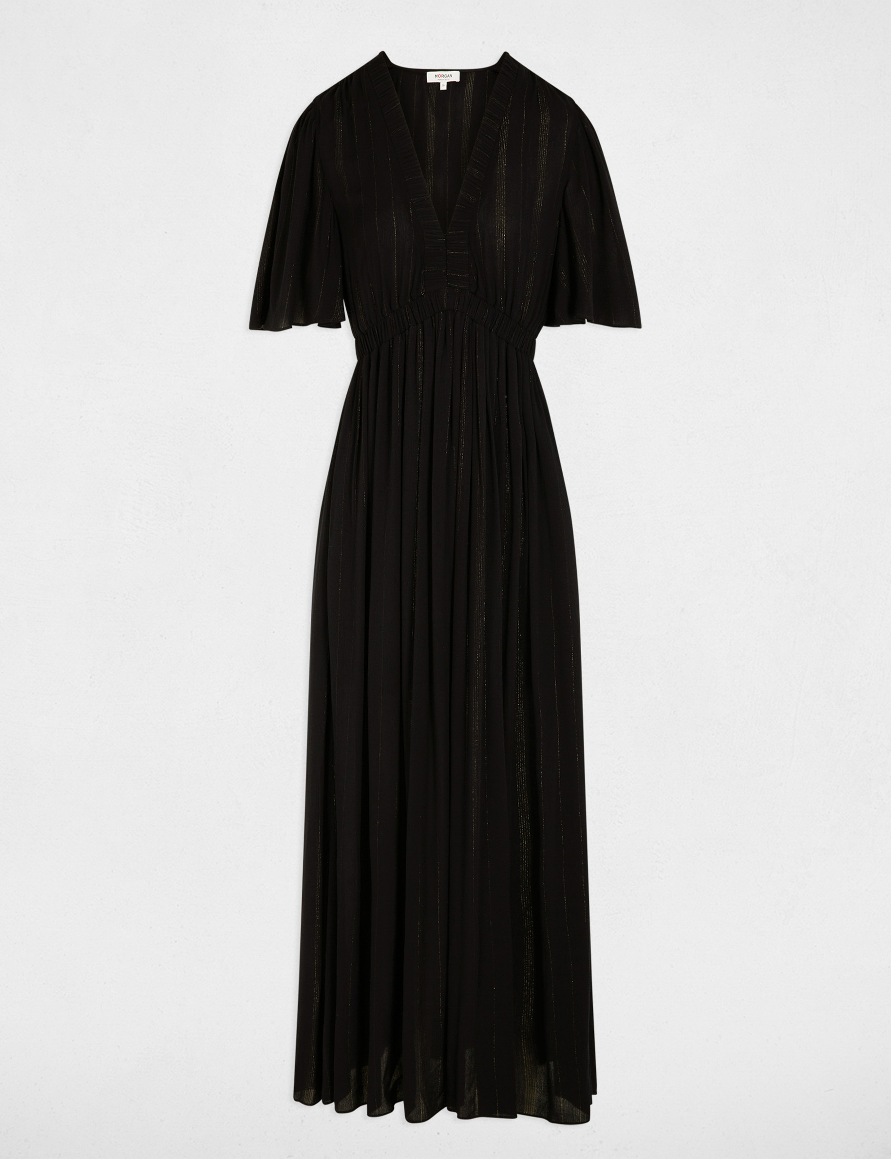 Long dress with v-neck navy blue women