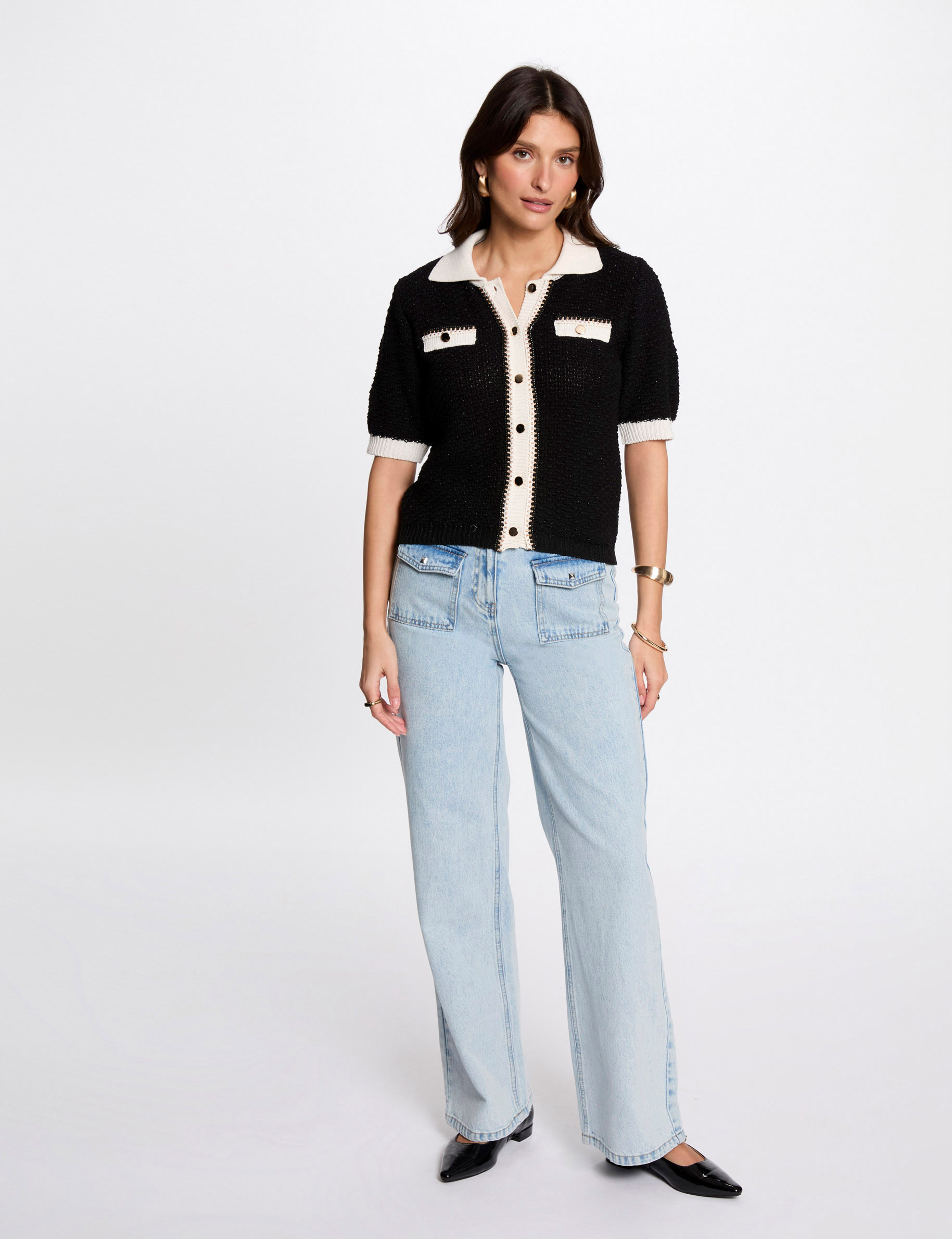 Gilet col à revers noir femme