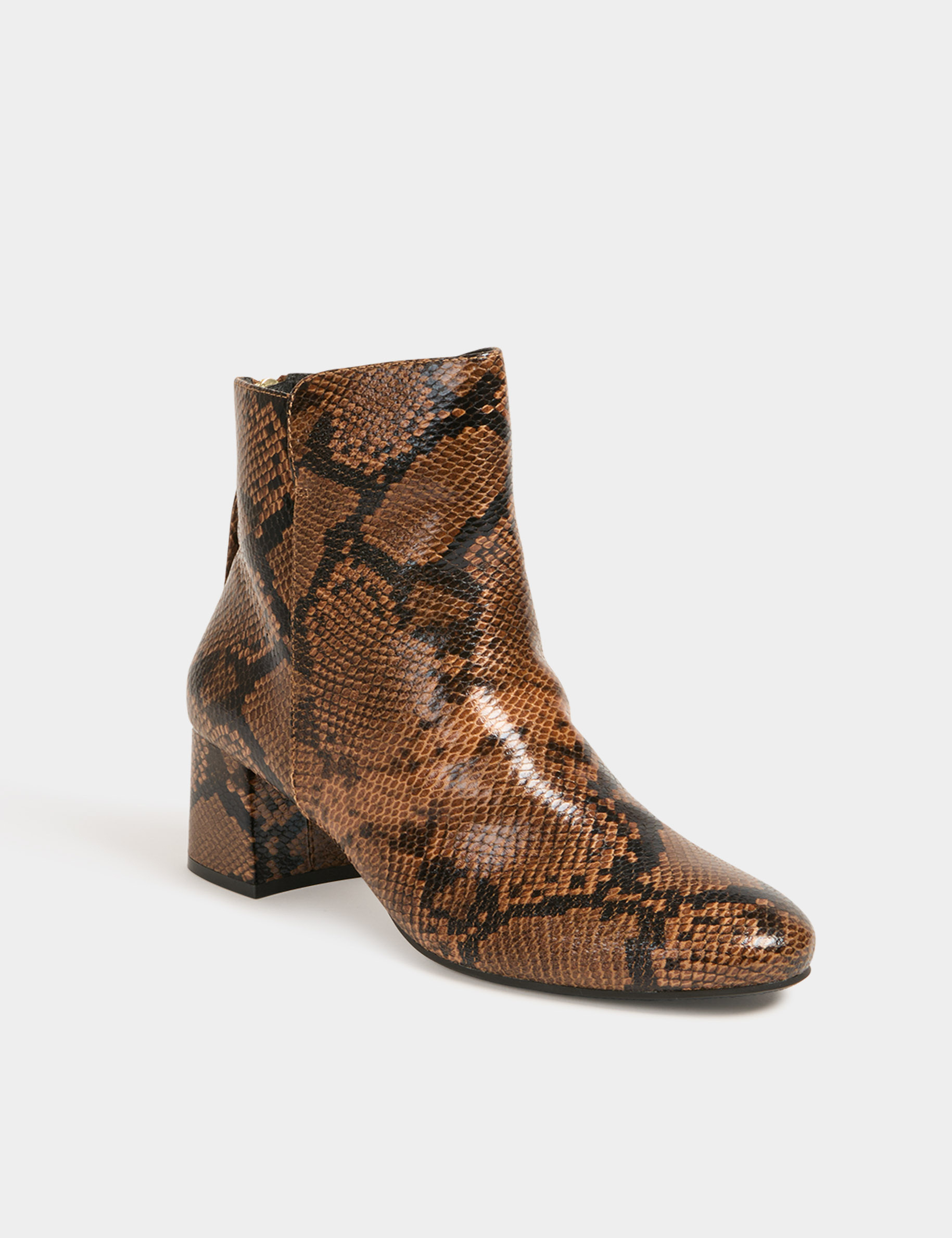 Snake print heeled boots beige women Morgan