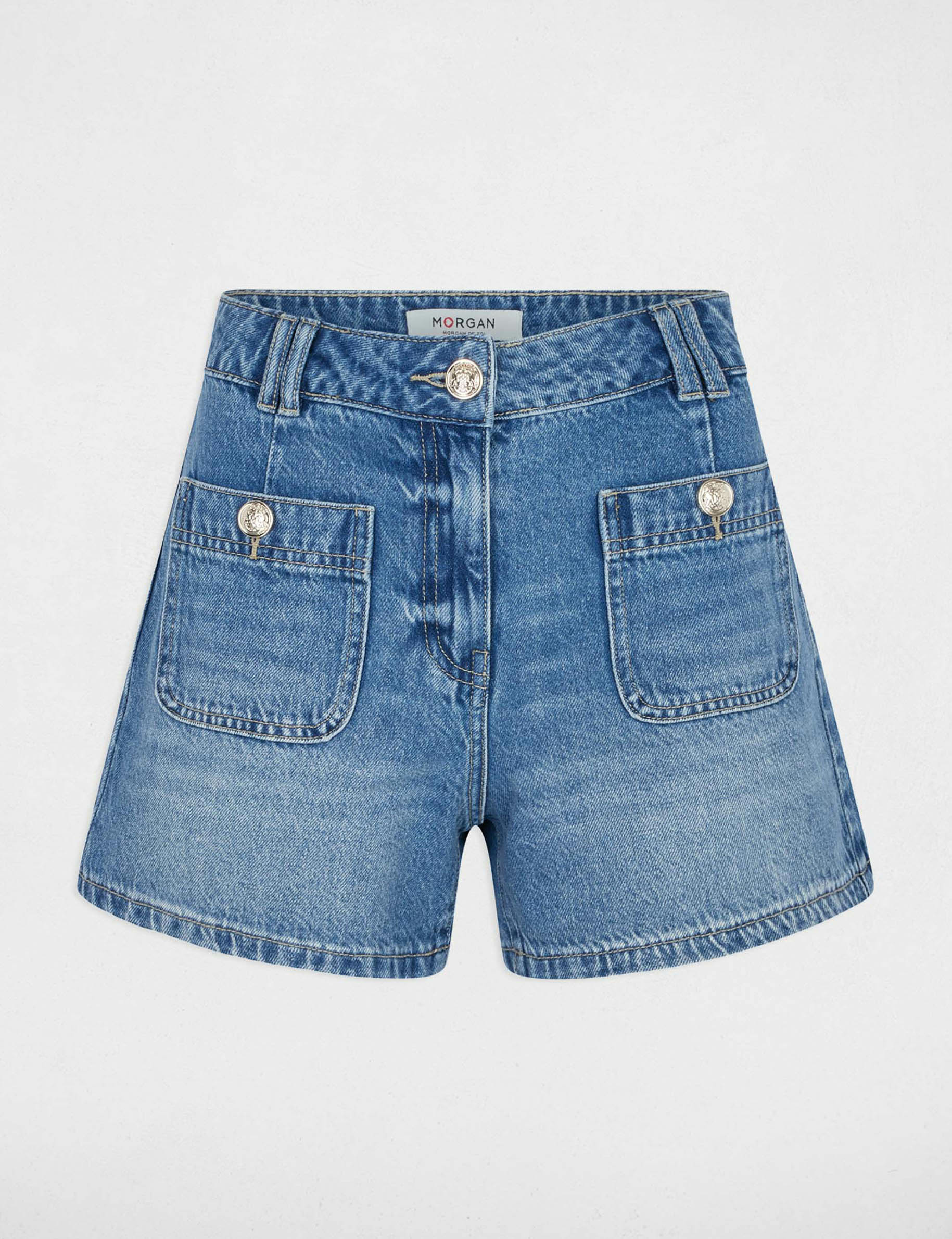 Slim denim shorts stone wash denim women