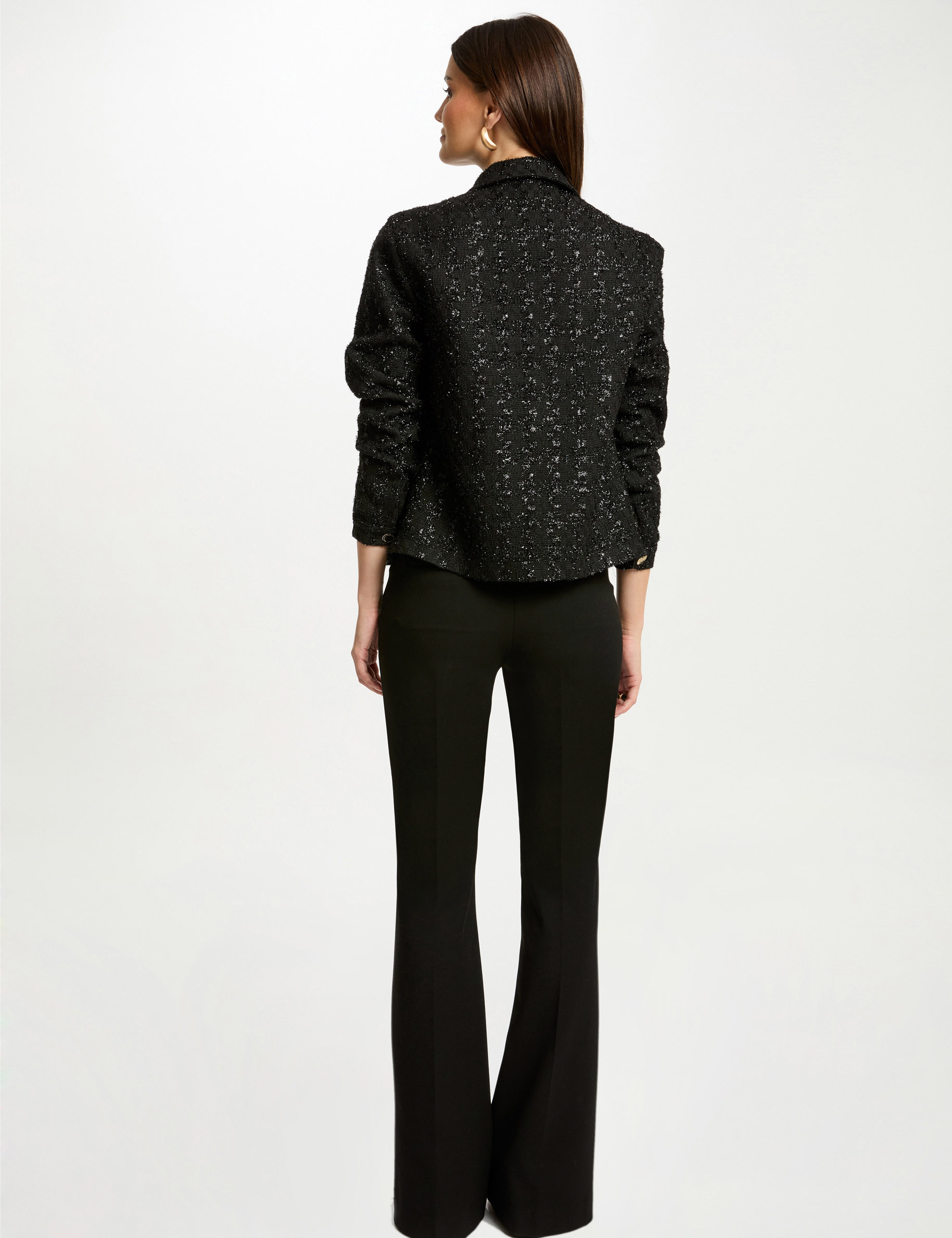 buttoned tweed jacket black women Buttoned tweed jacket black women