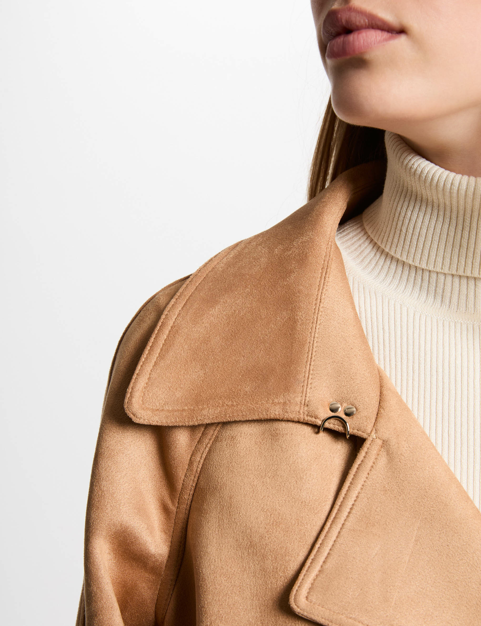 long suede trenchcoat light brown women Long suede trenchcoat light brown women