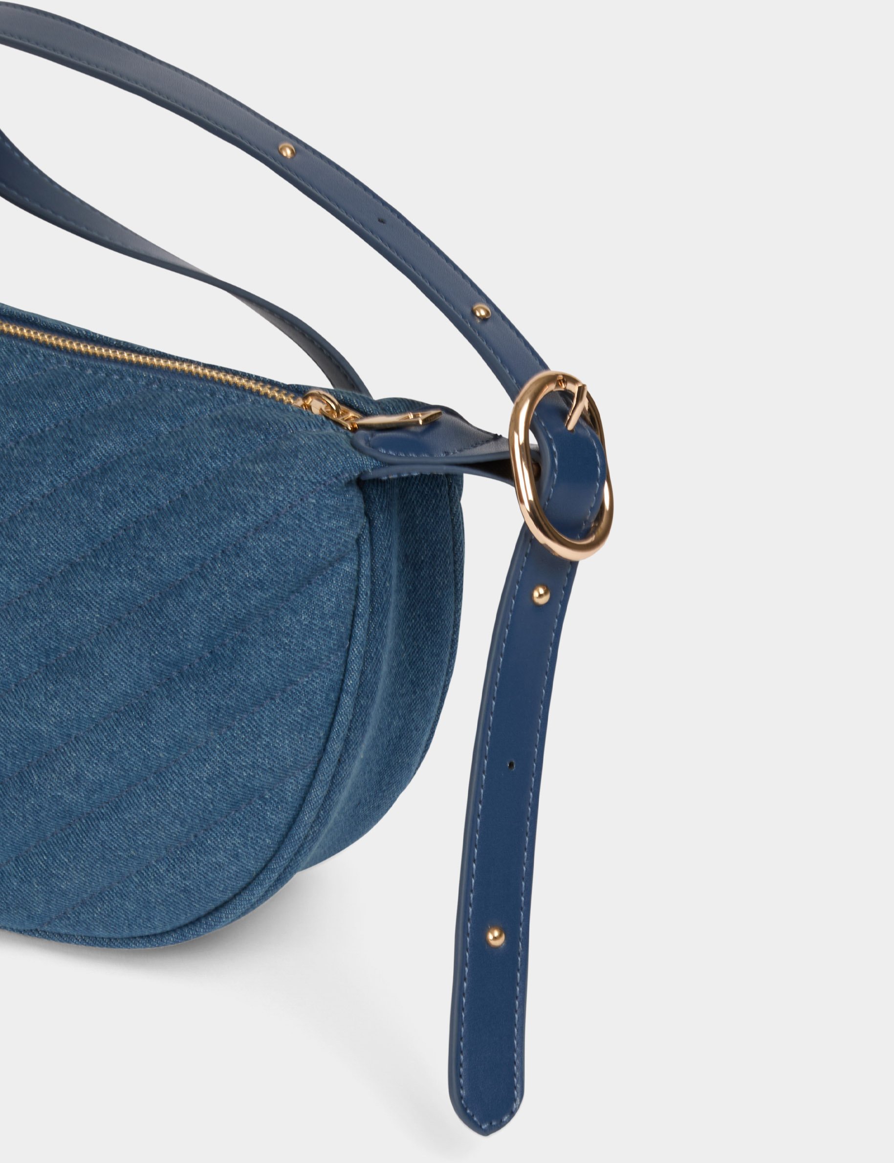 quilted half moon bag stone wash denim women Quilted half moon bag stone wash denim women