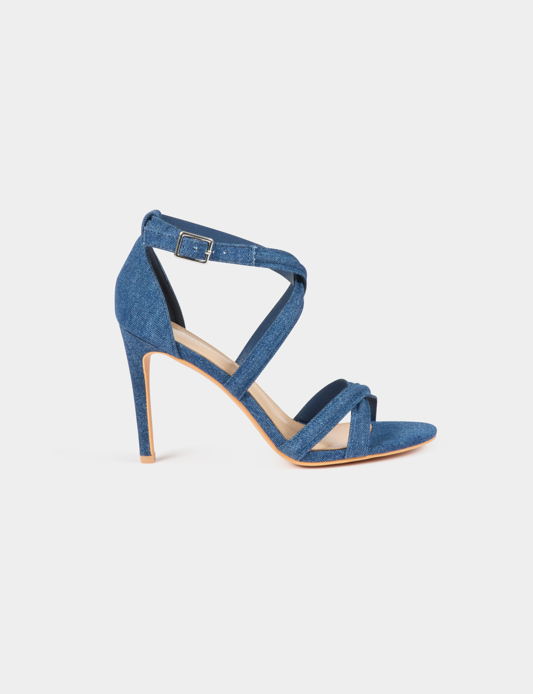 Denim sandals with heels raw denim women