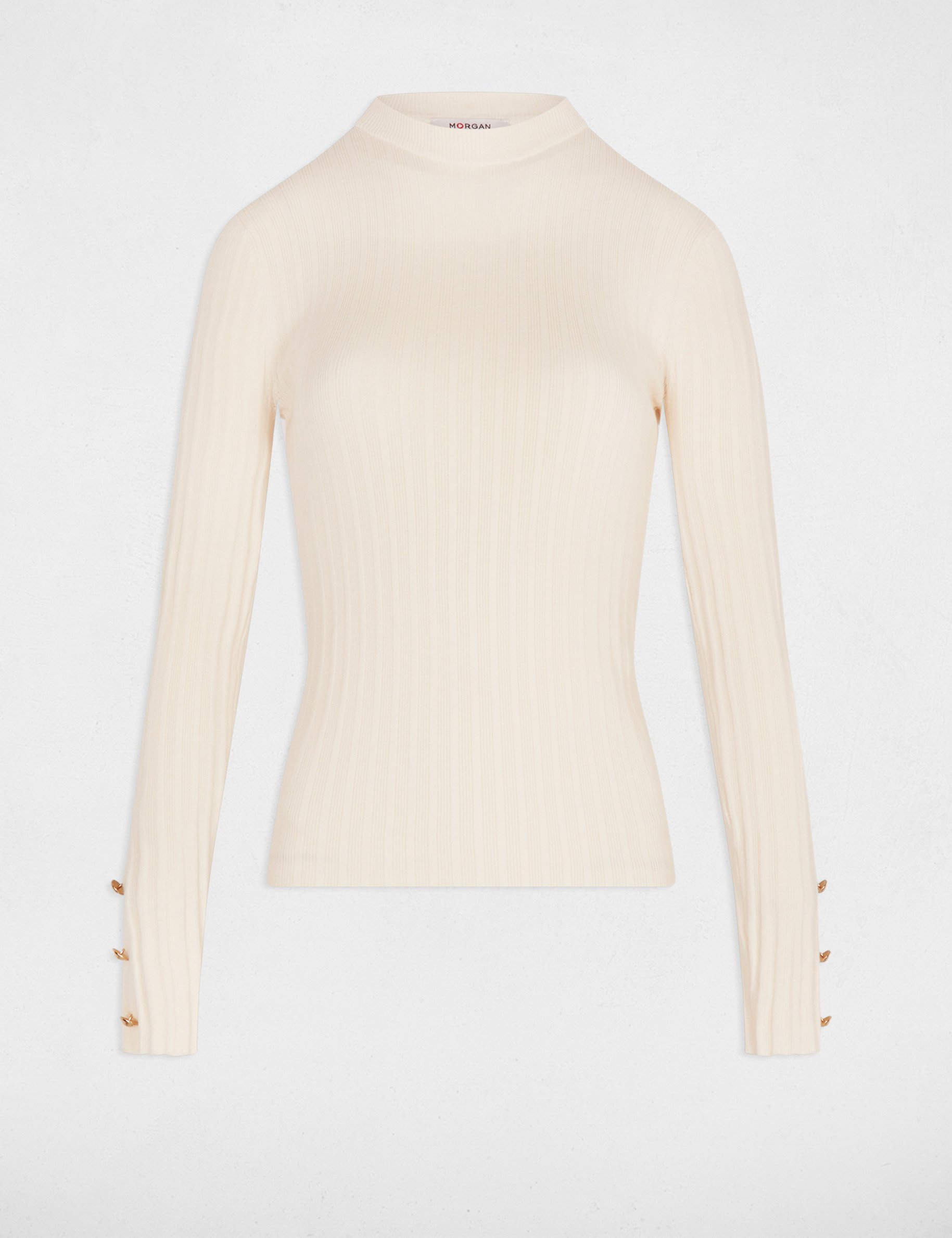 fitted sweater with high neck ivory women Fitted sweater with high neck ivory women