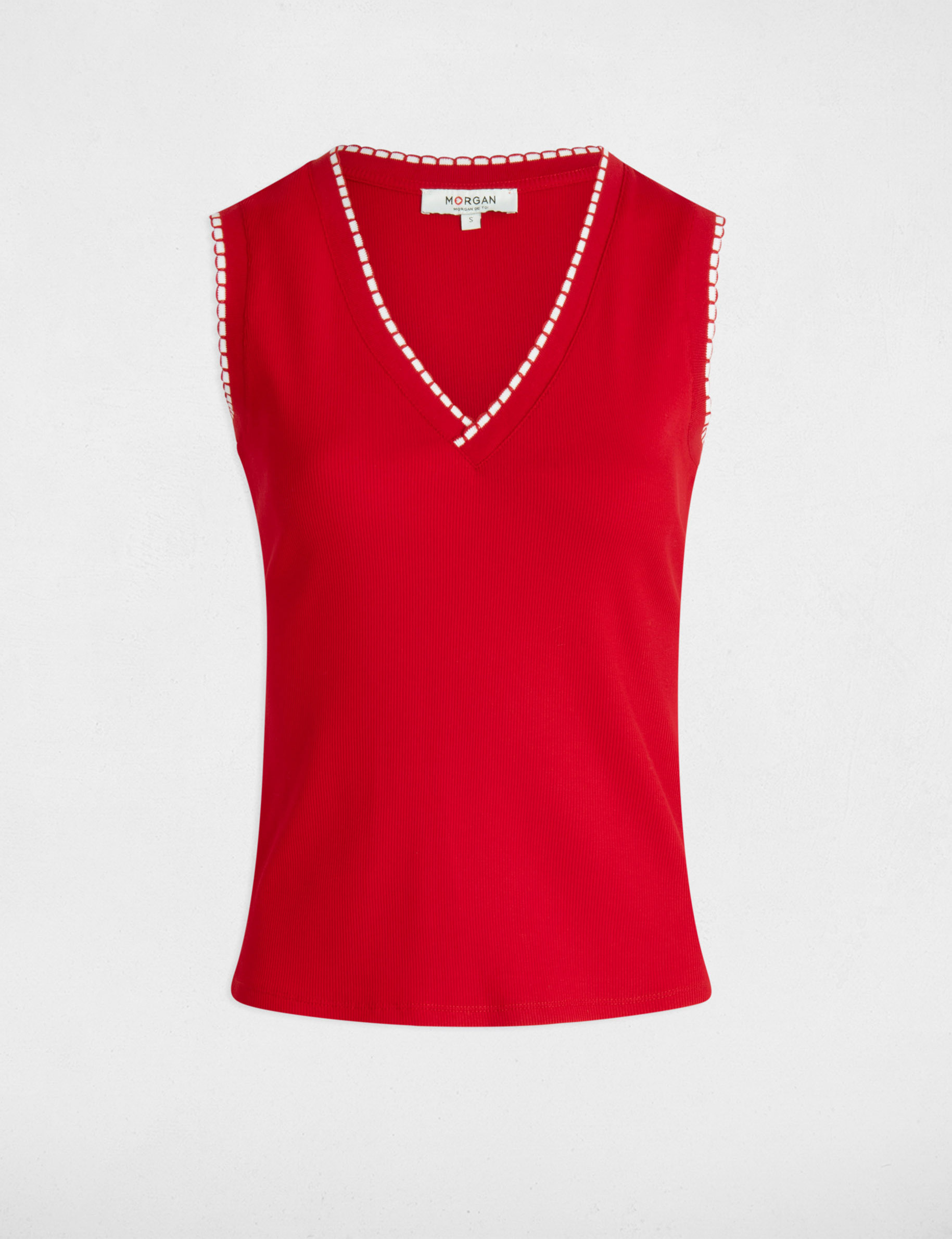 Sleeveless vest top red women