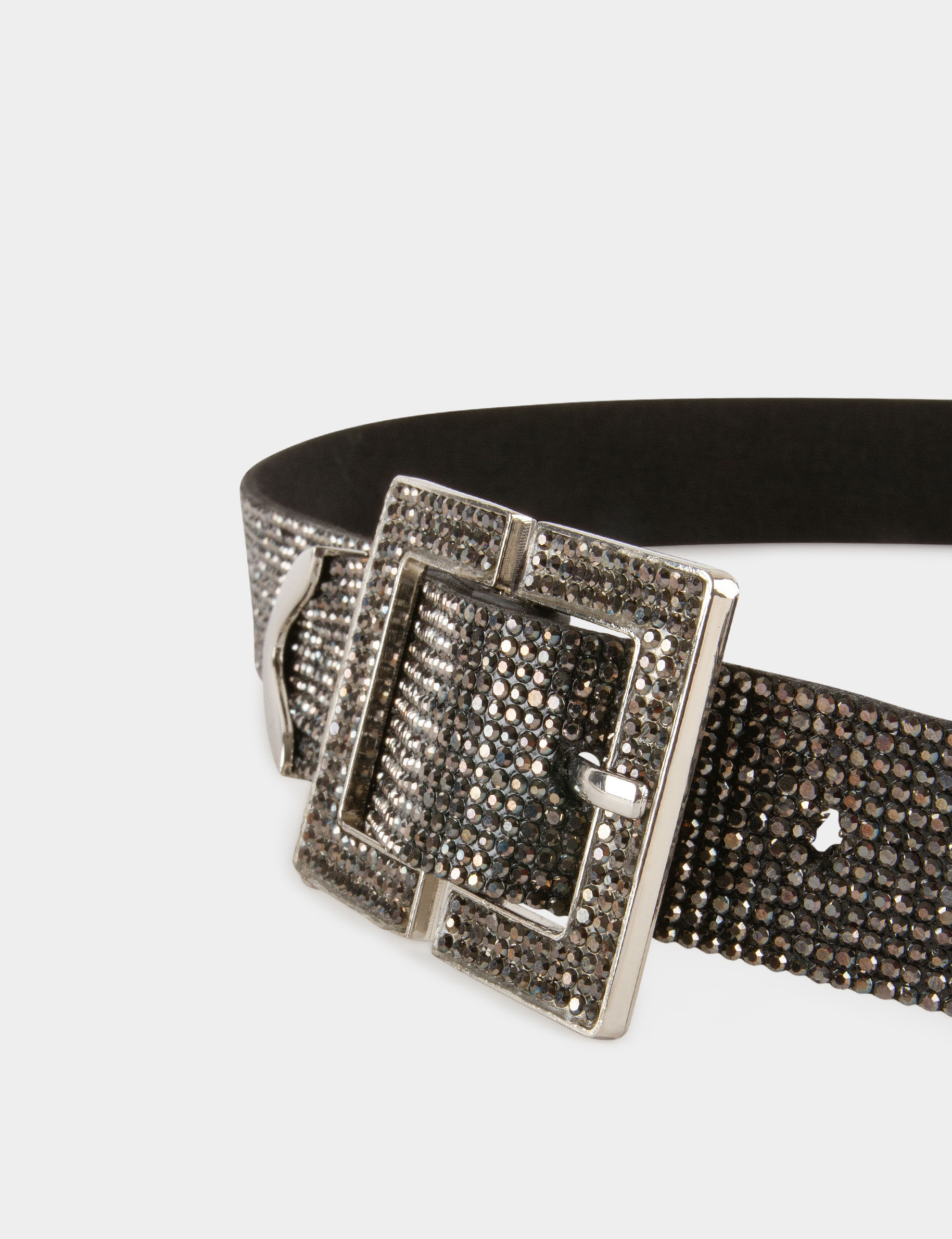 Belt with rhinestones mid-grey ladies'