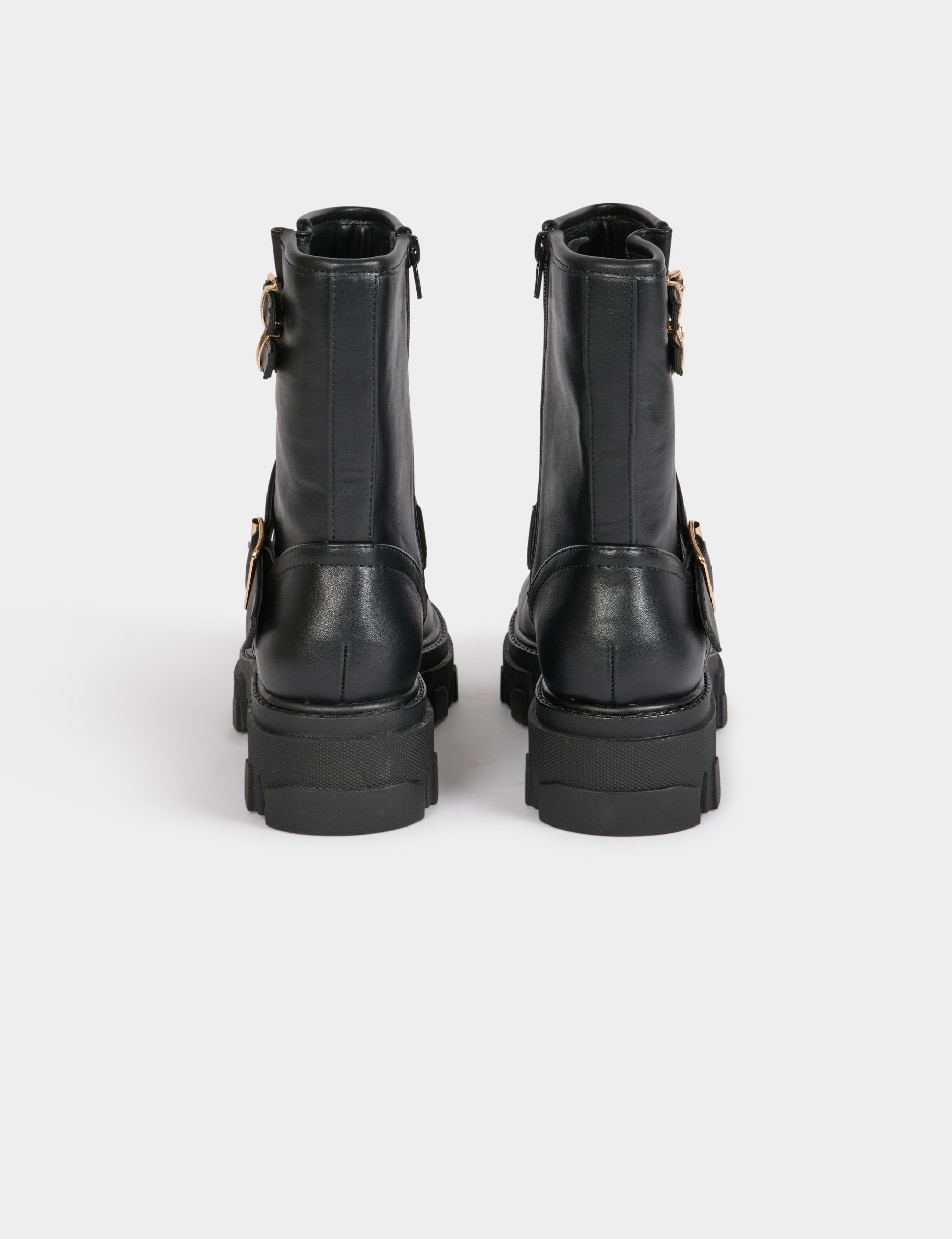 Biker boots with buckles black women
