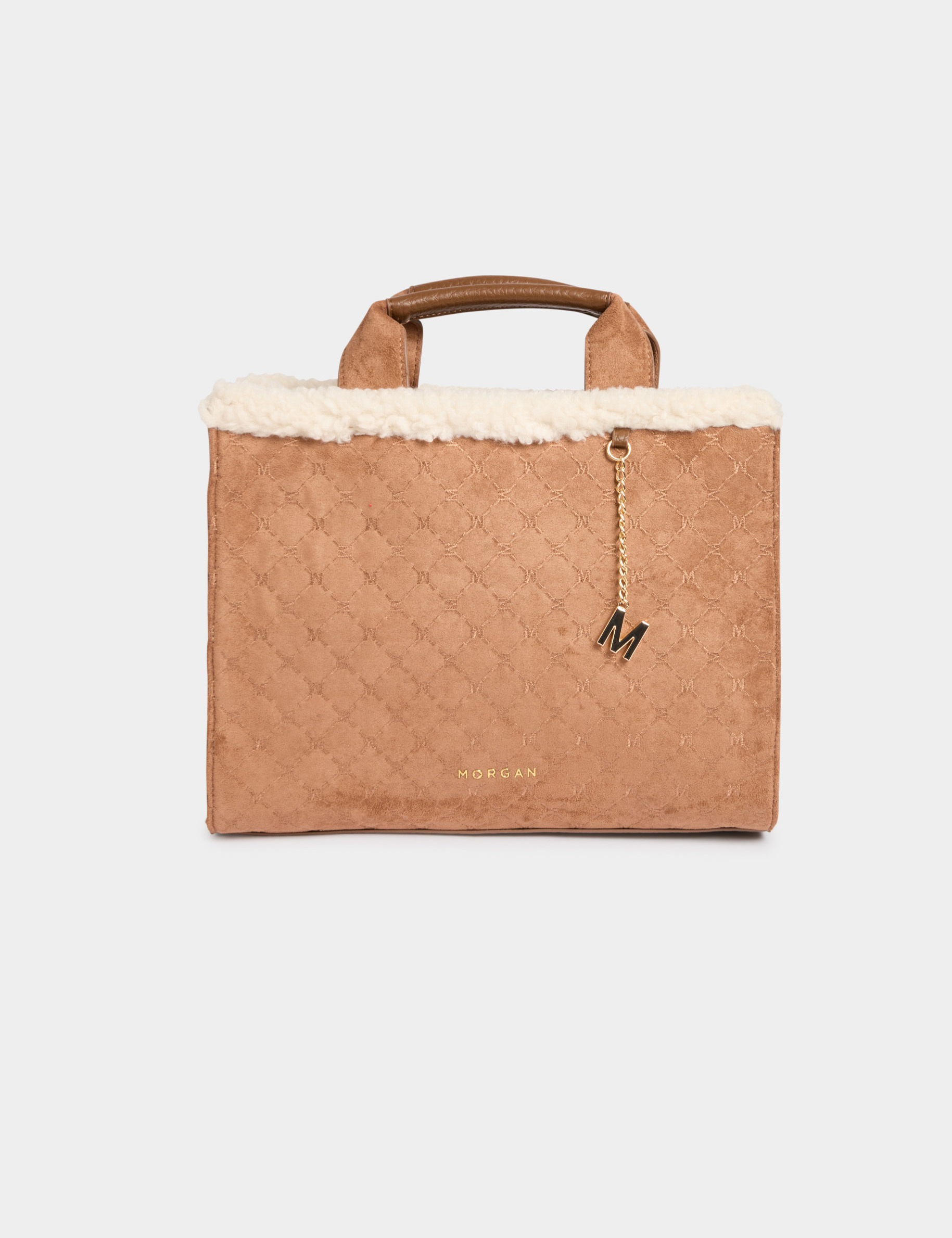 Suede monogram bag camel women