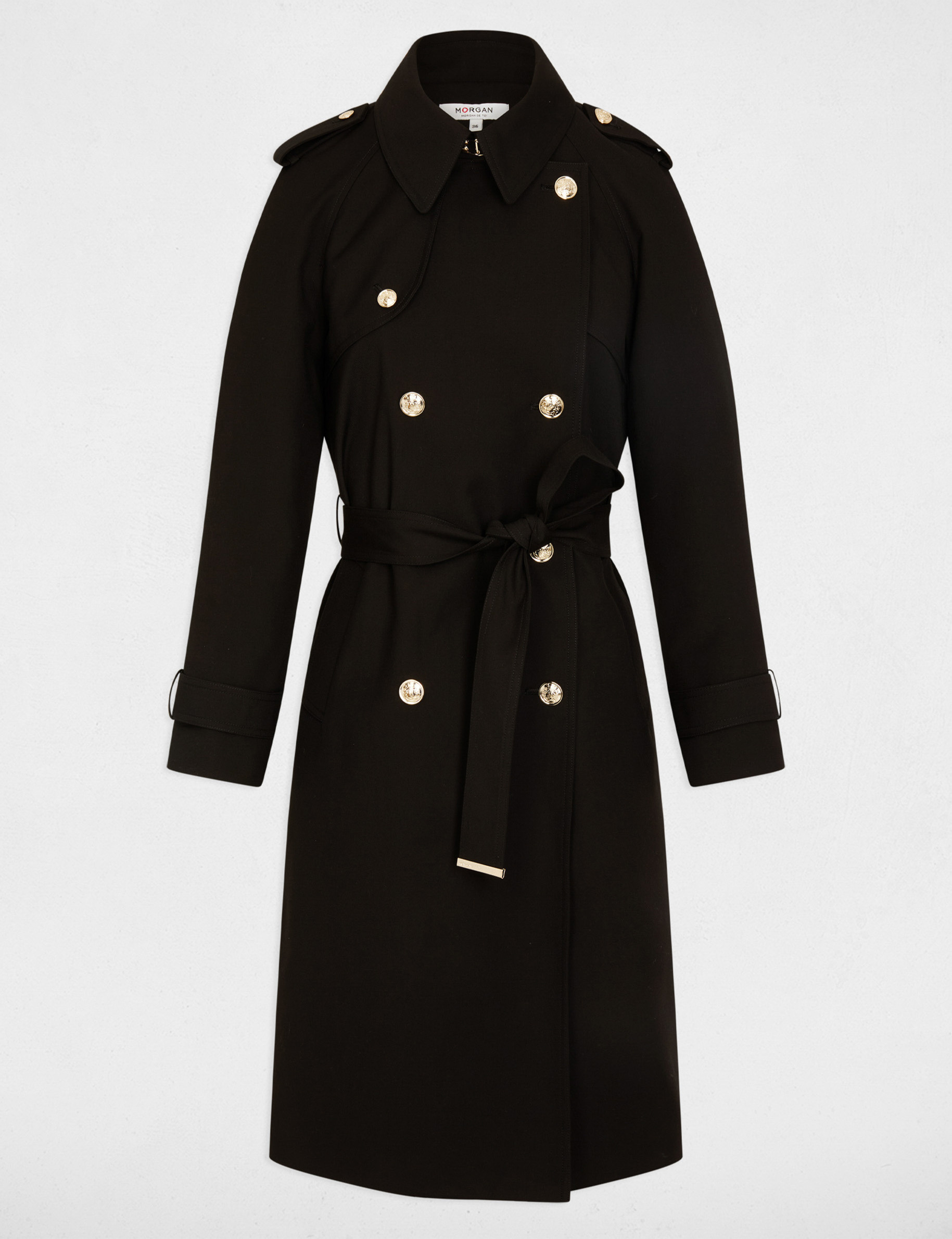 long belted trench coat black women Long belted trench coat black women