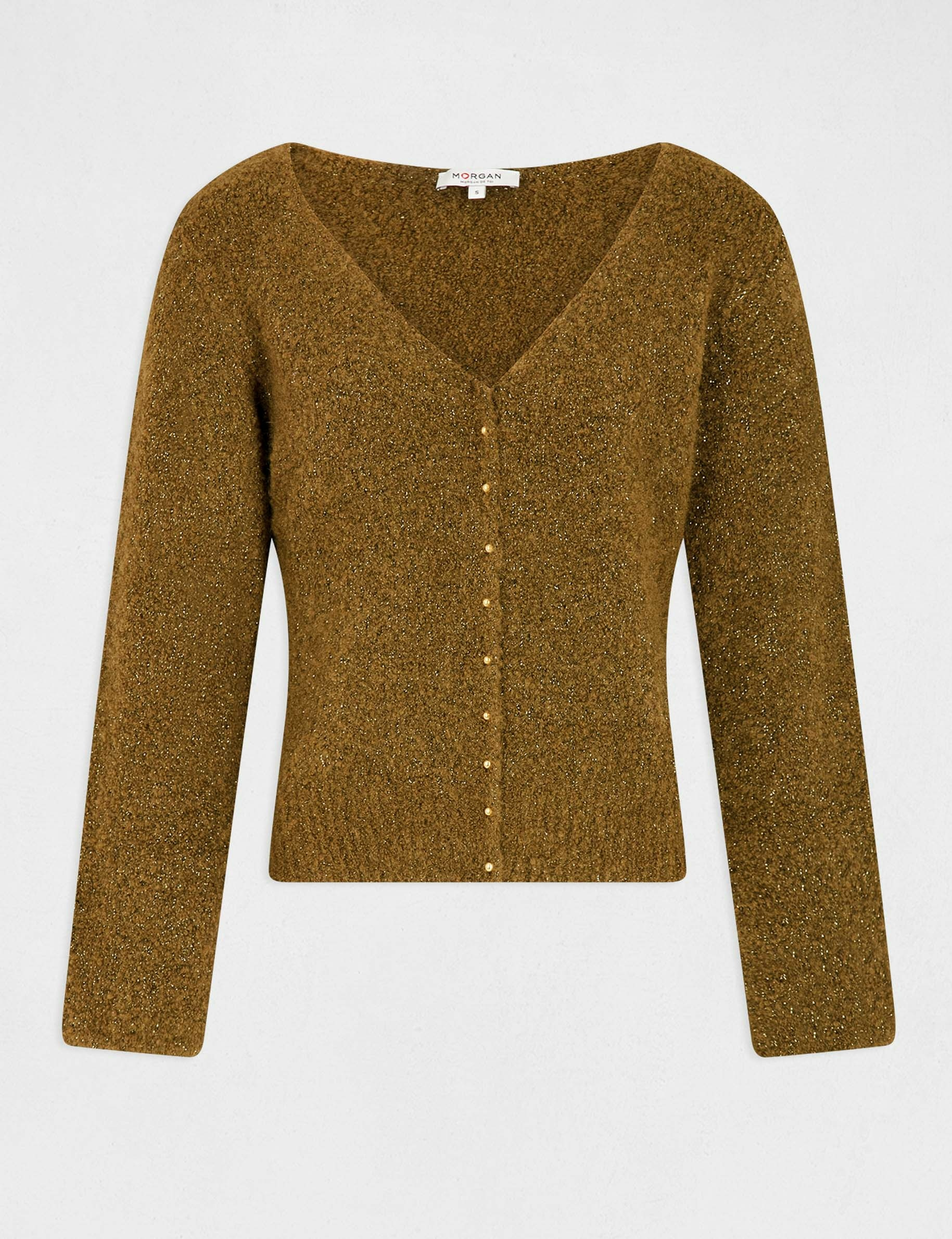 Long-sleeved jumper with V-neck mid-green ladies'