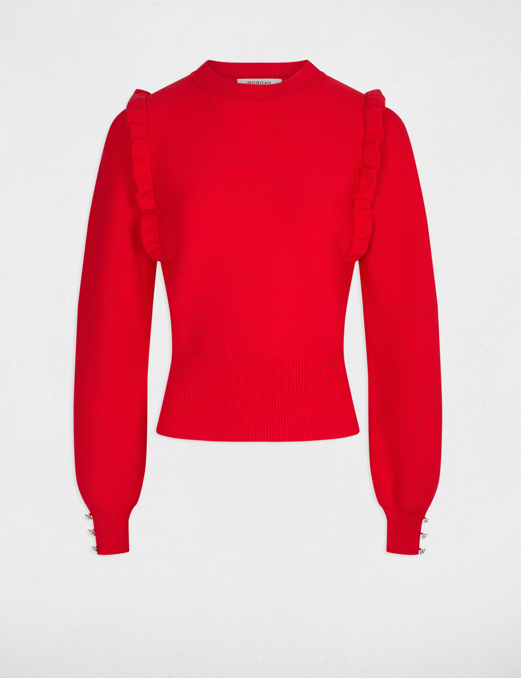 long sleeved jumper ruffles red women Long-sleeved jumper ruffles red women