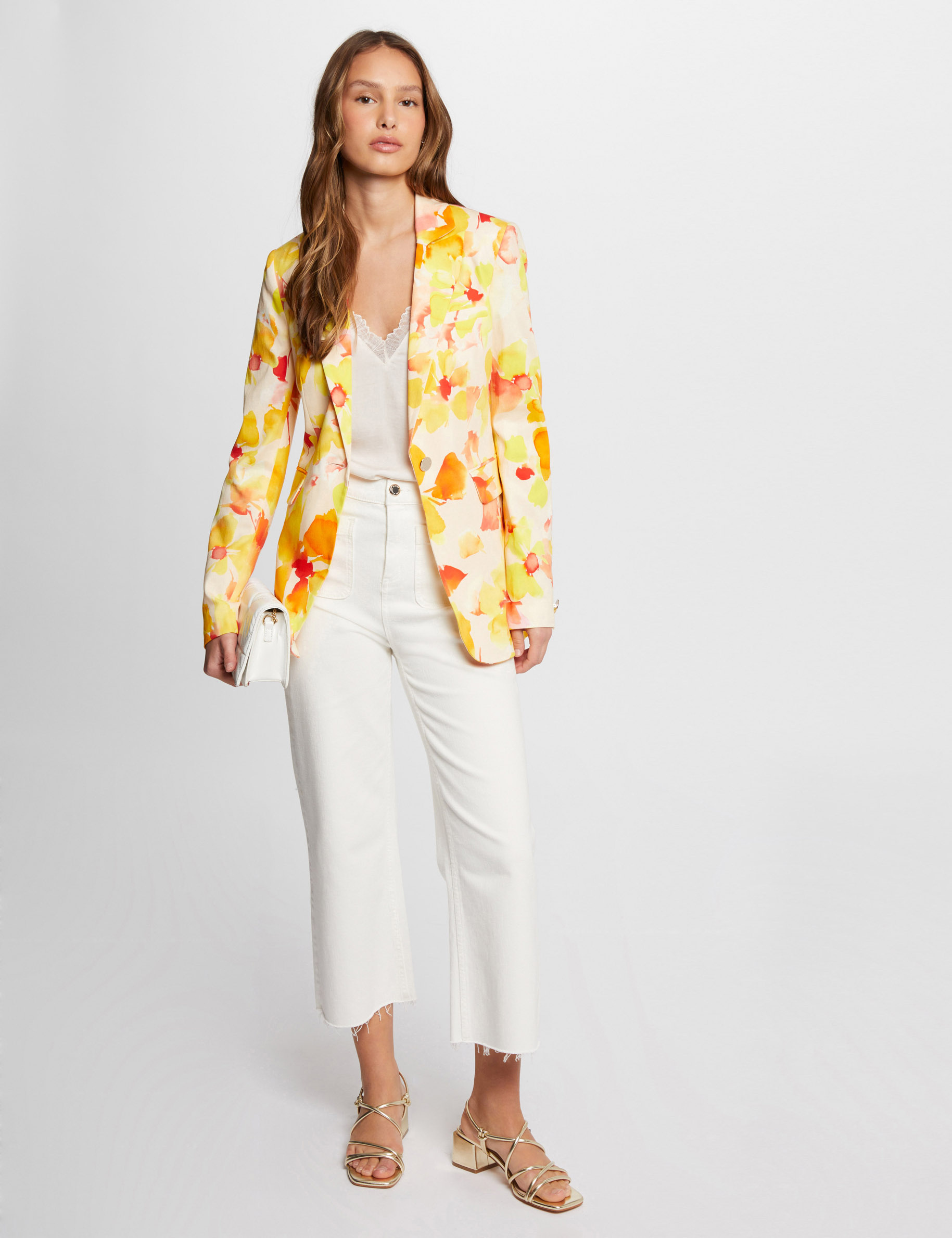 printed waisted jacket multicolored women Printed waisted jacket multicolored women
