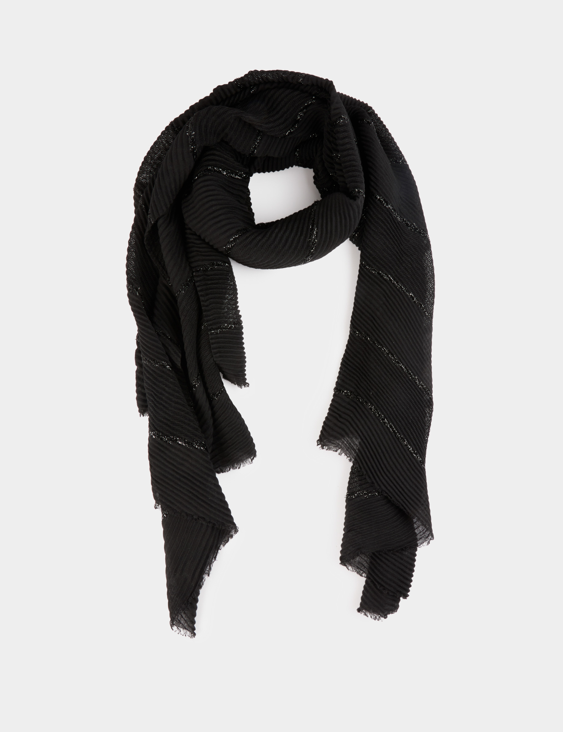 Metallic pleated scarf black women