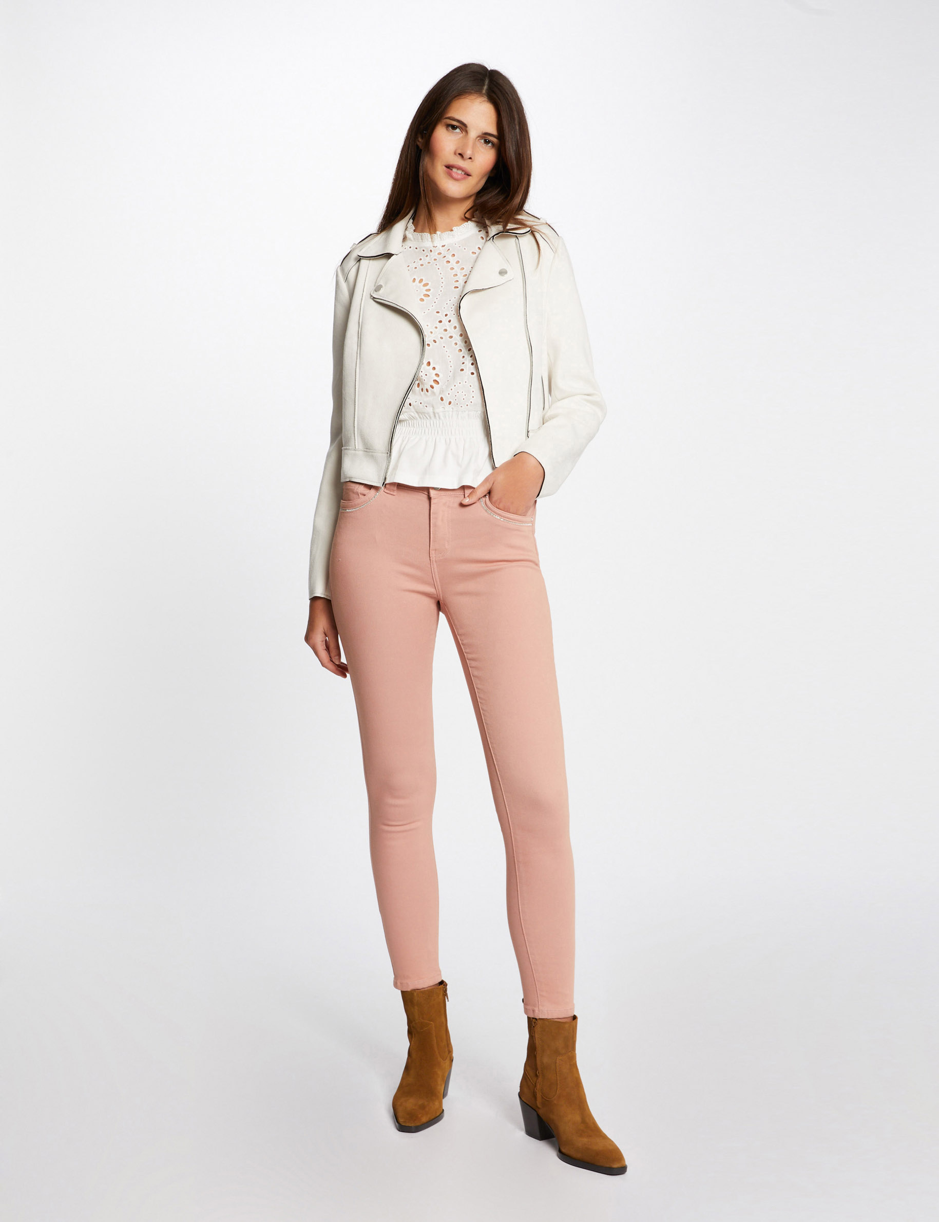 Pink sales stretch jeans