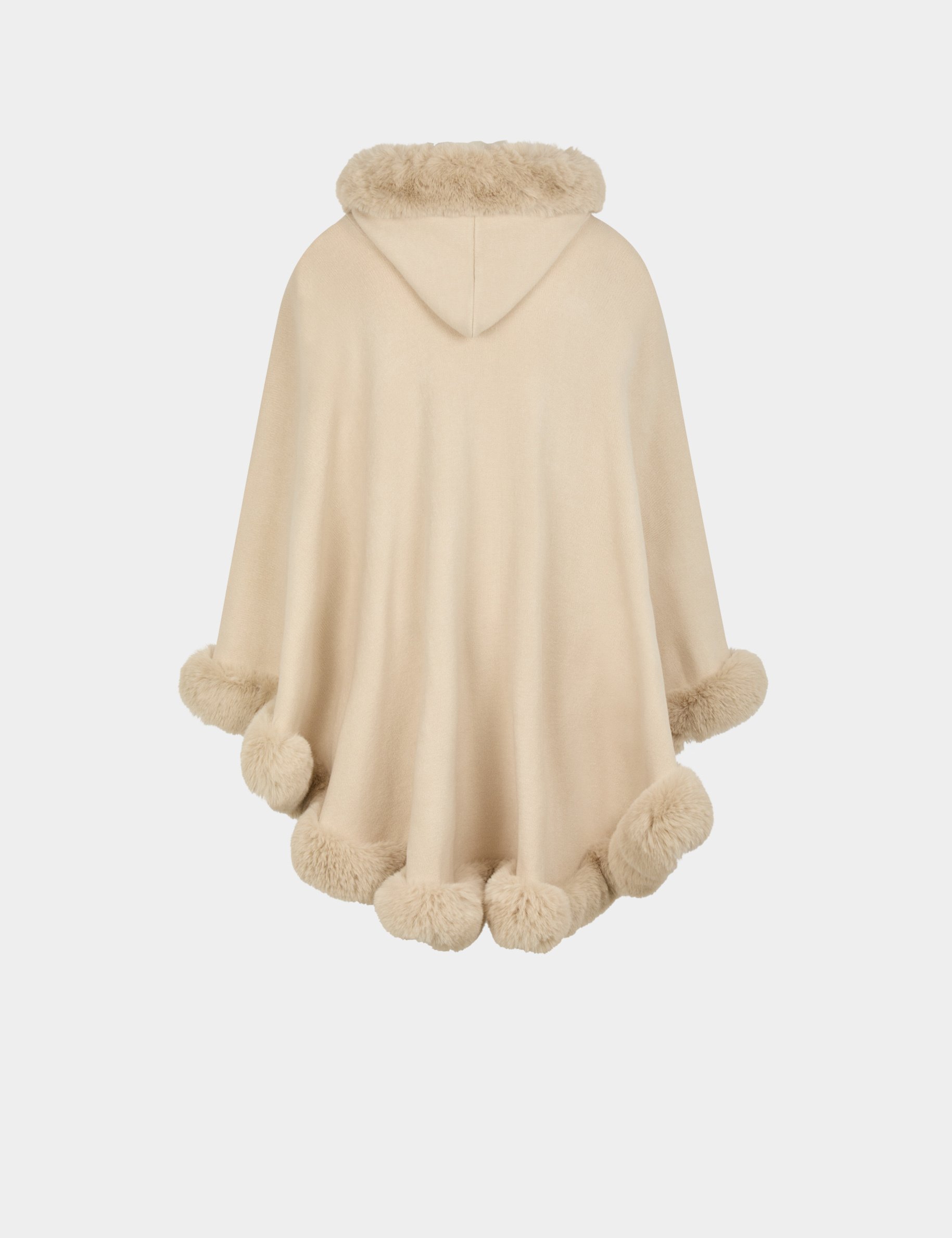 Faux fur poncho sand women