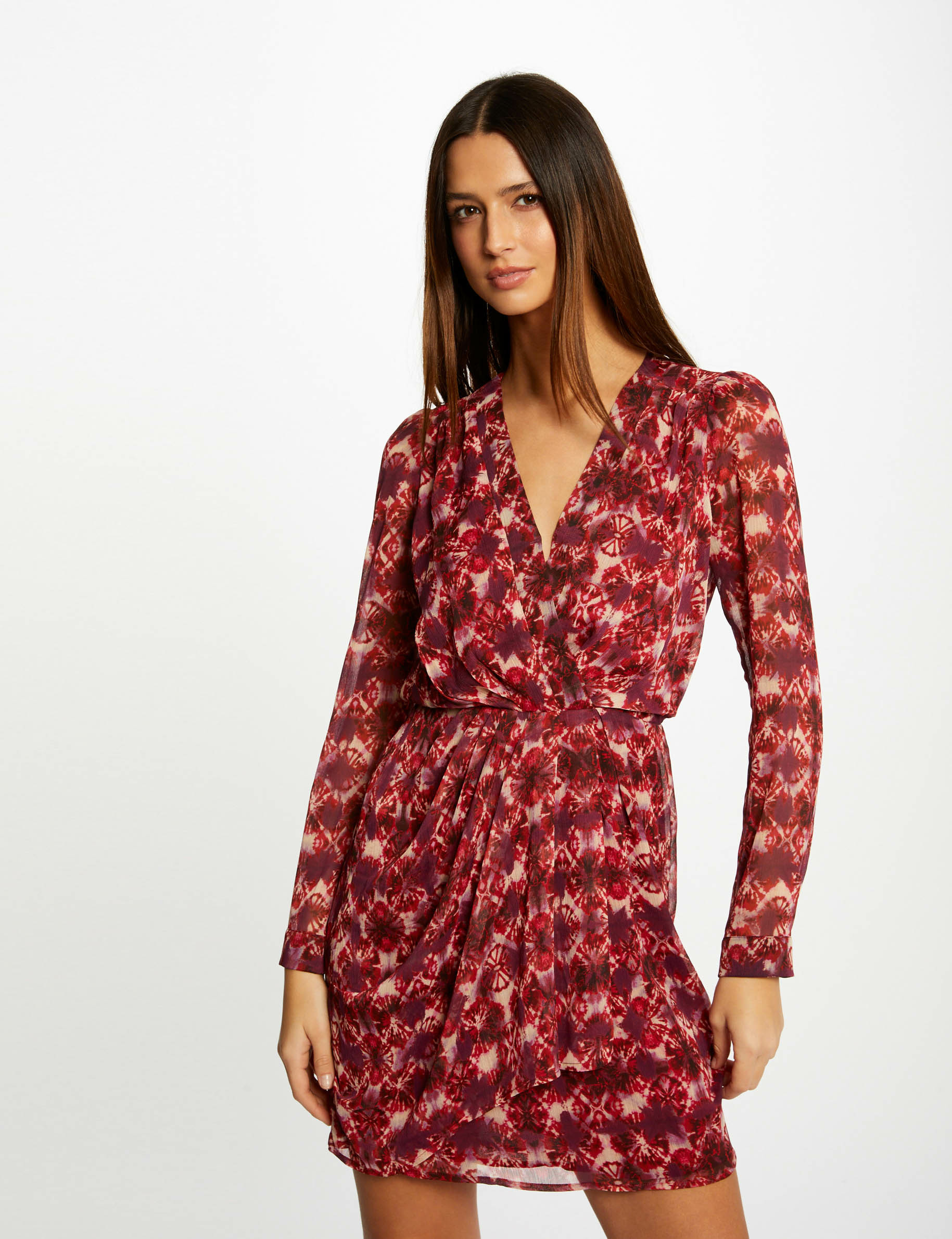 Straight draped dress abstract print multico ladies' Straight draped dress abstract print multico ladies'