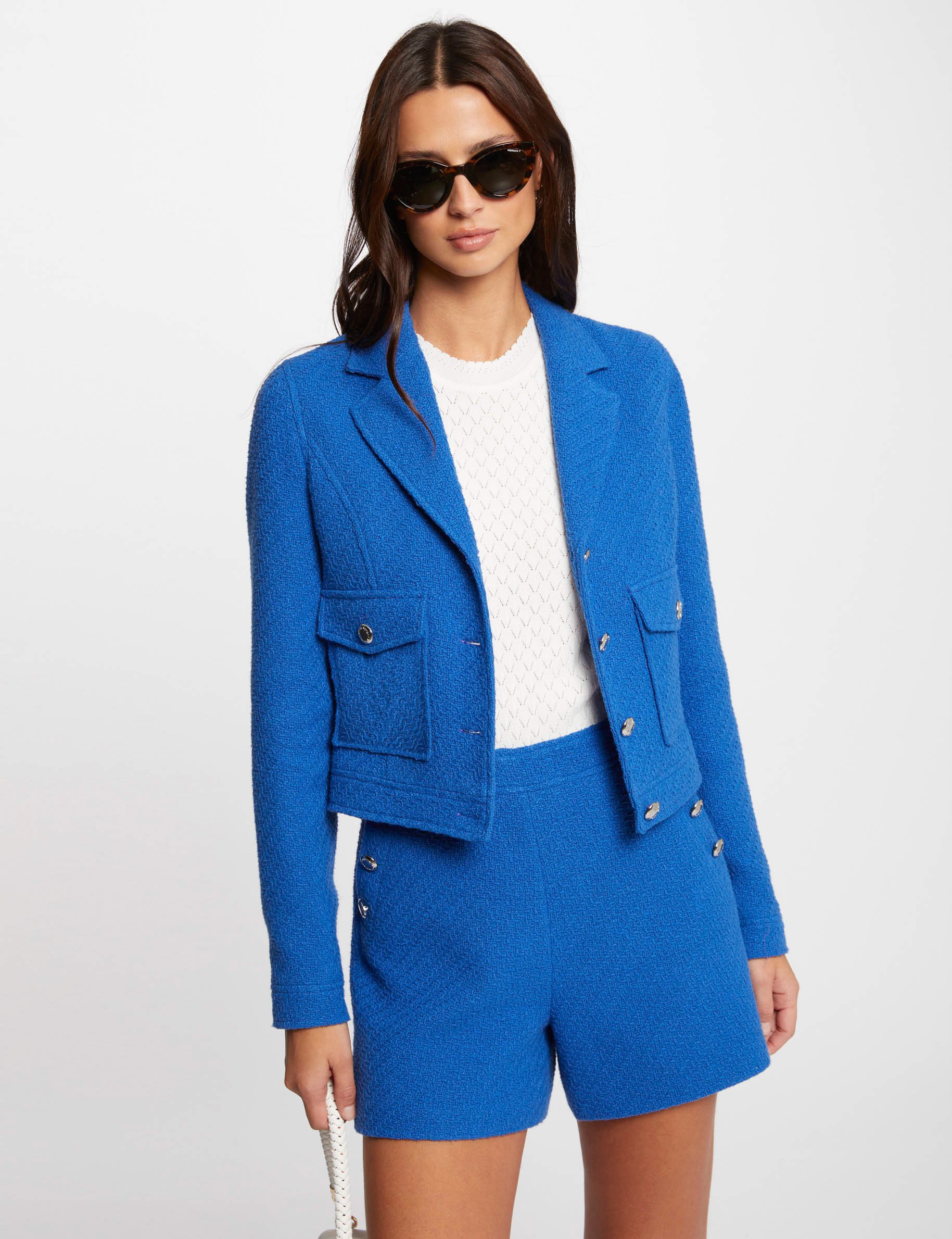 Short tweed jacket blue ladies'