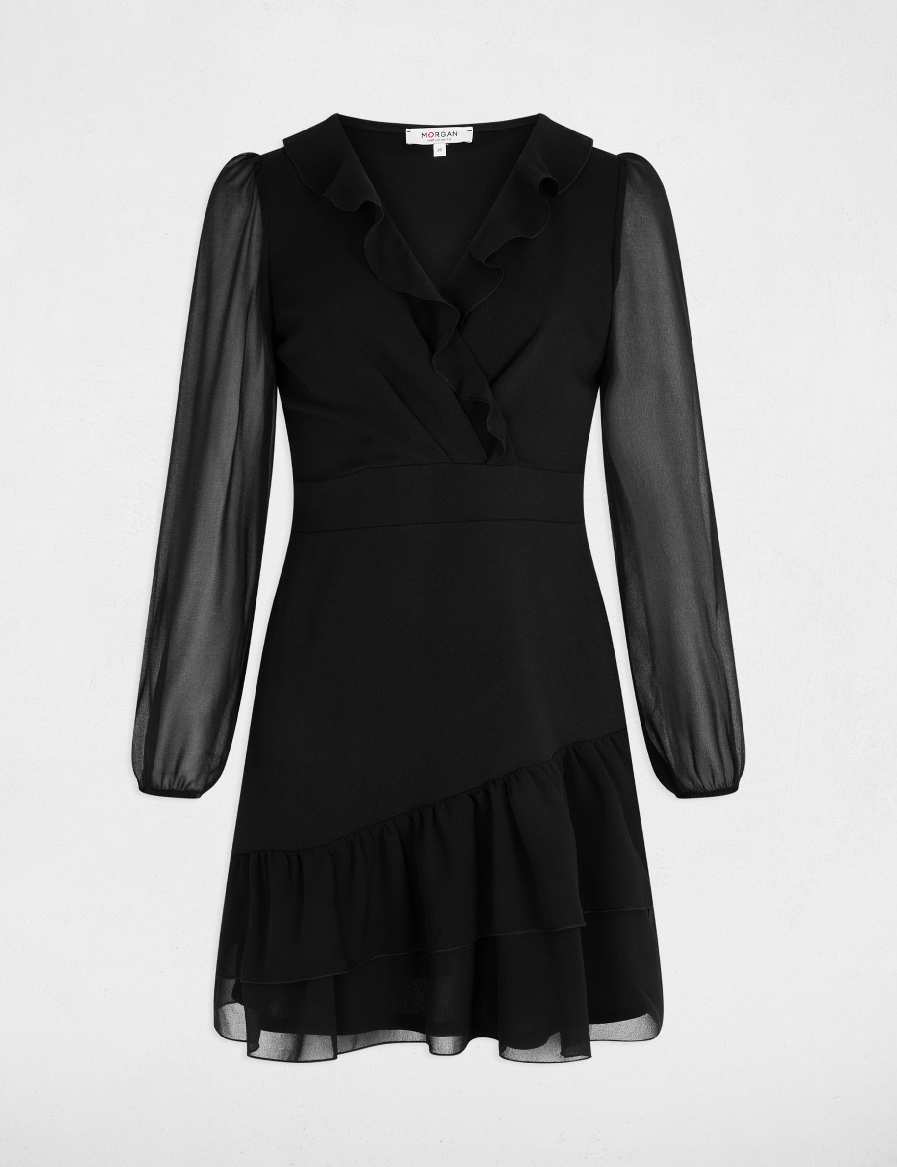 Sheer dress with V-neck black women
