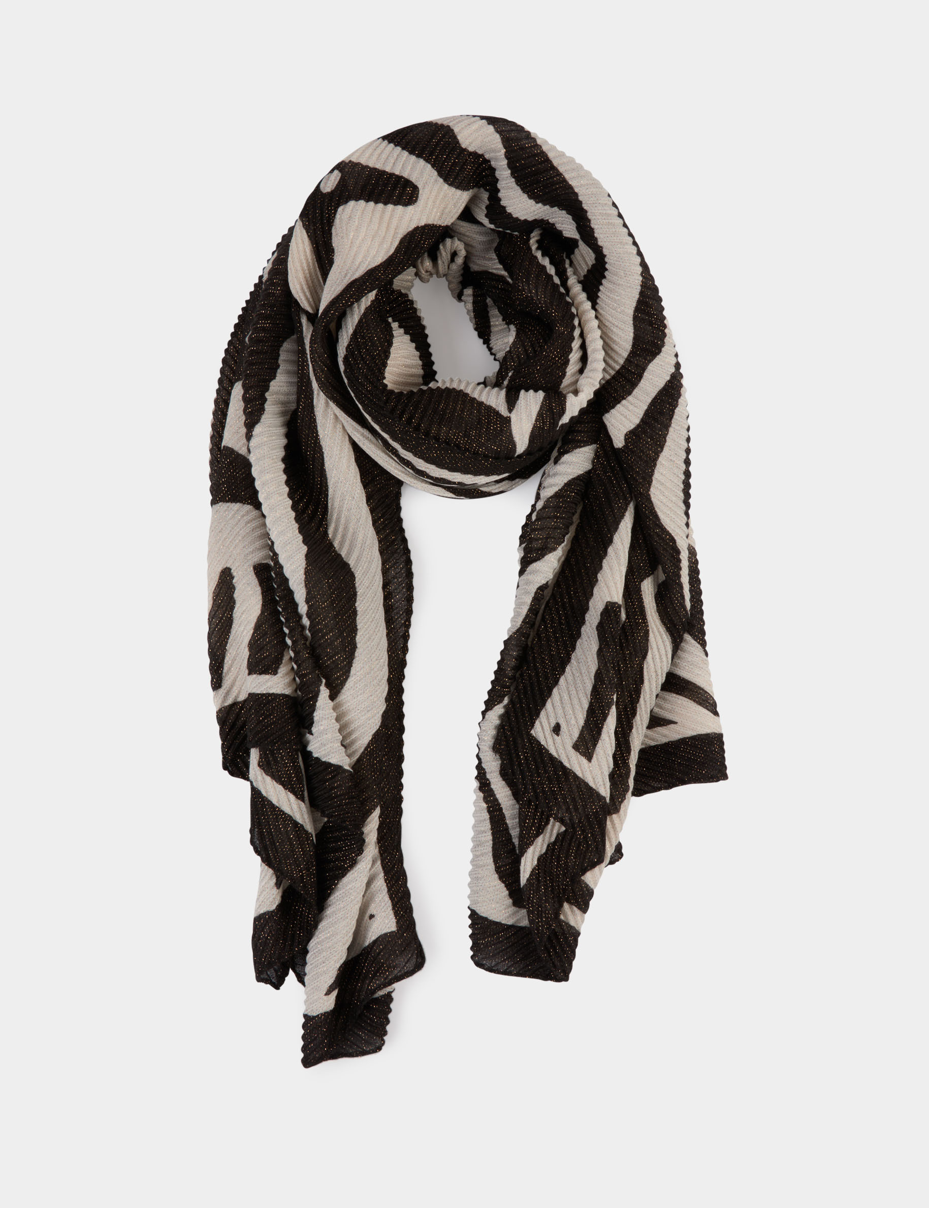 pleated printed scarf ivory women Pleated printed scarf ivory women