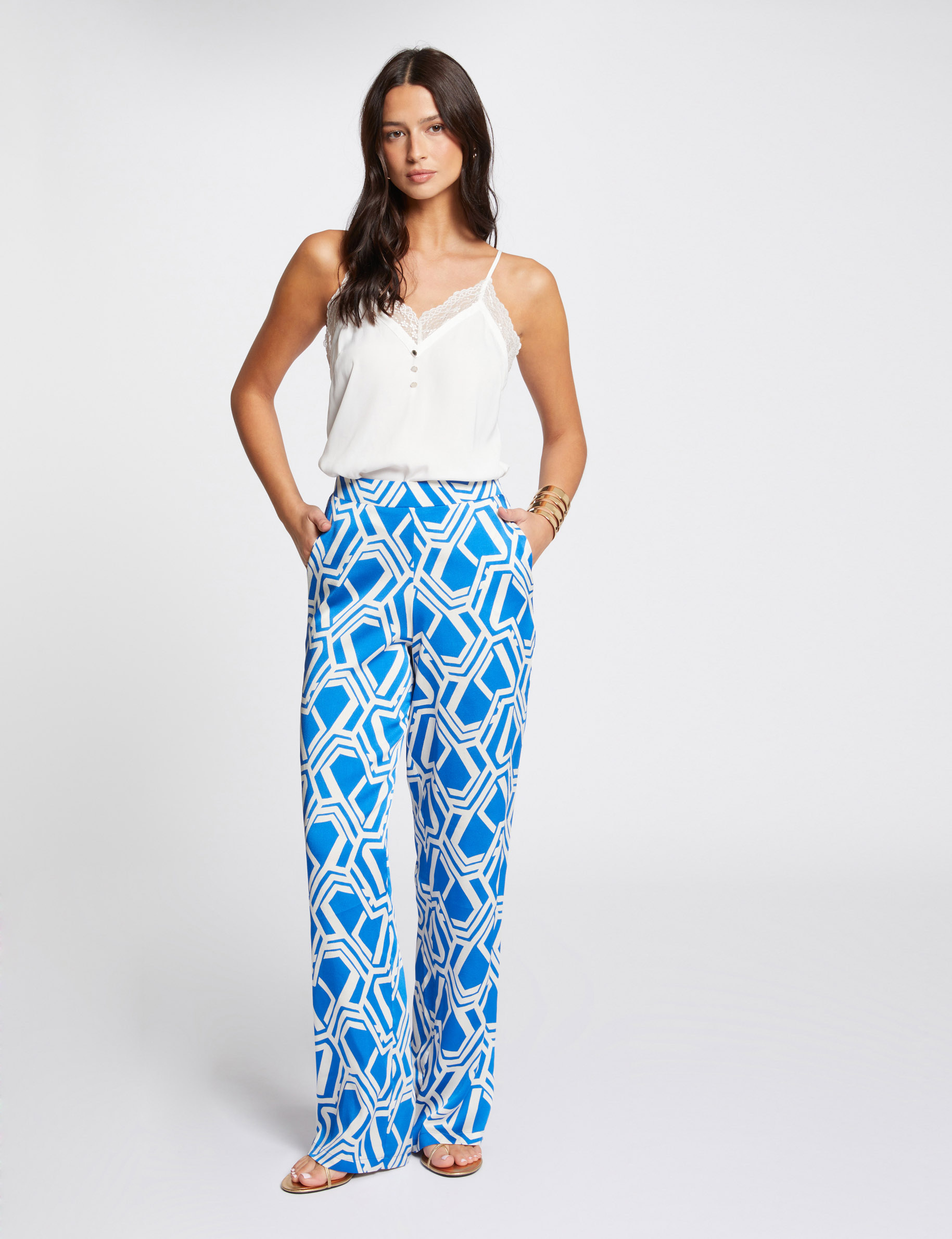 Pantalon large imprime multico femme Morgan