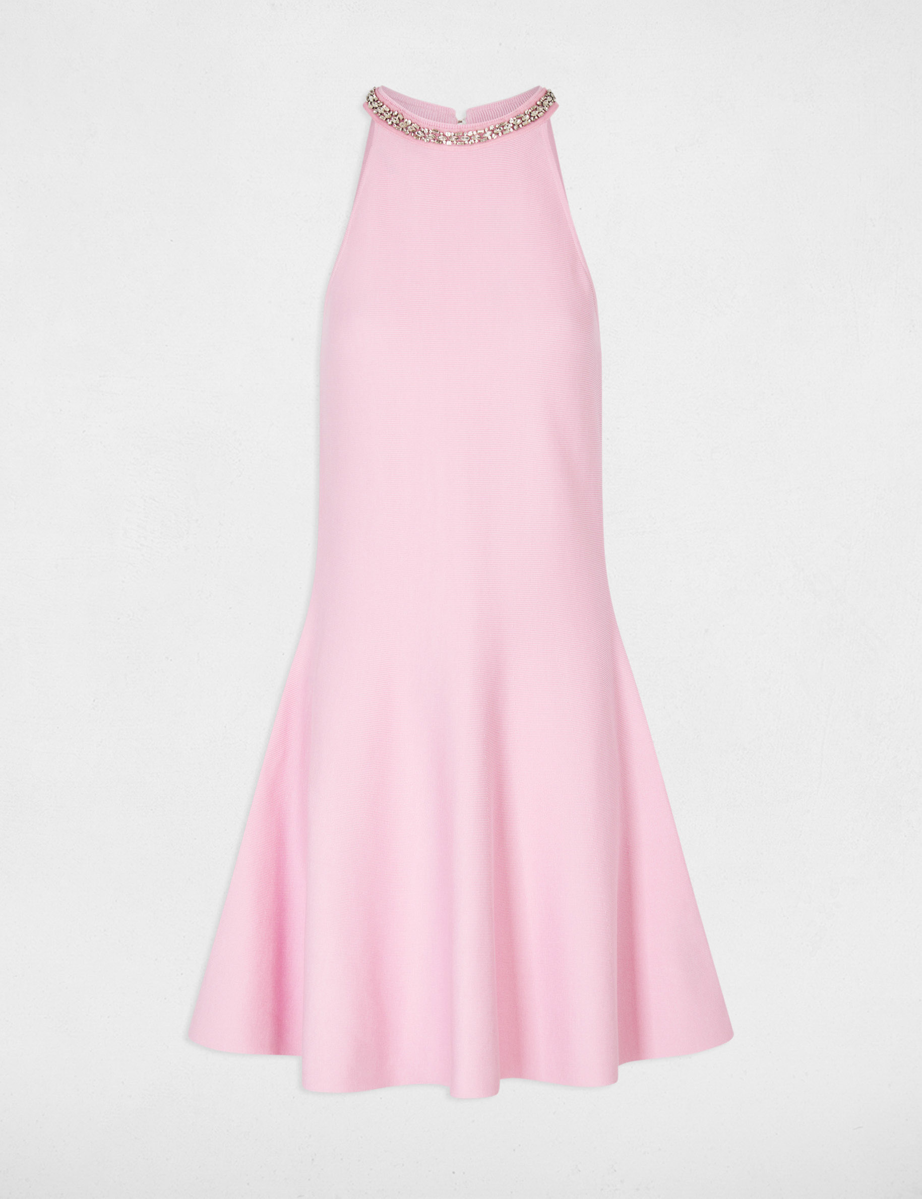Knitted trapeze dress light pink women