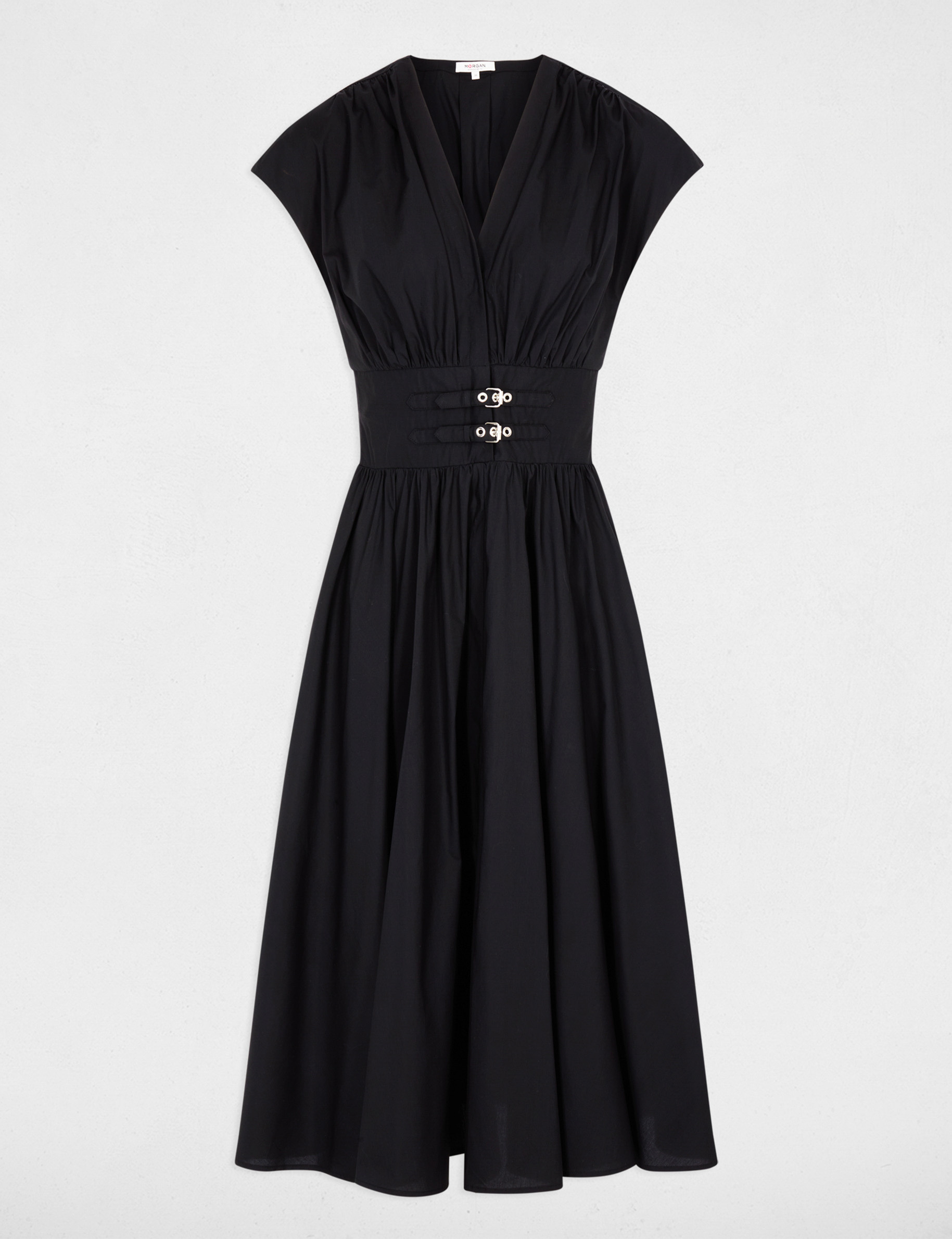 Mid-length dress with V-neck black women