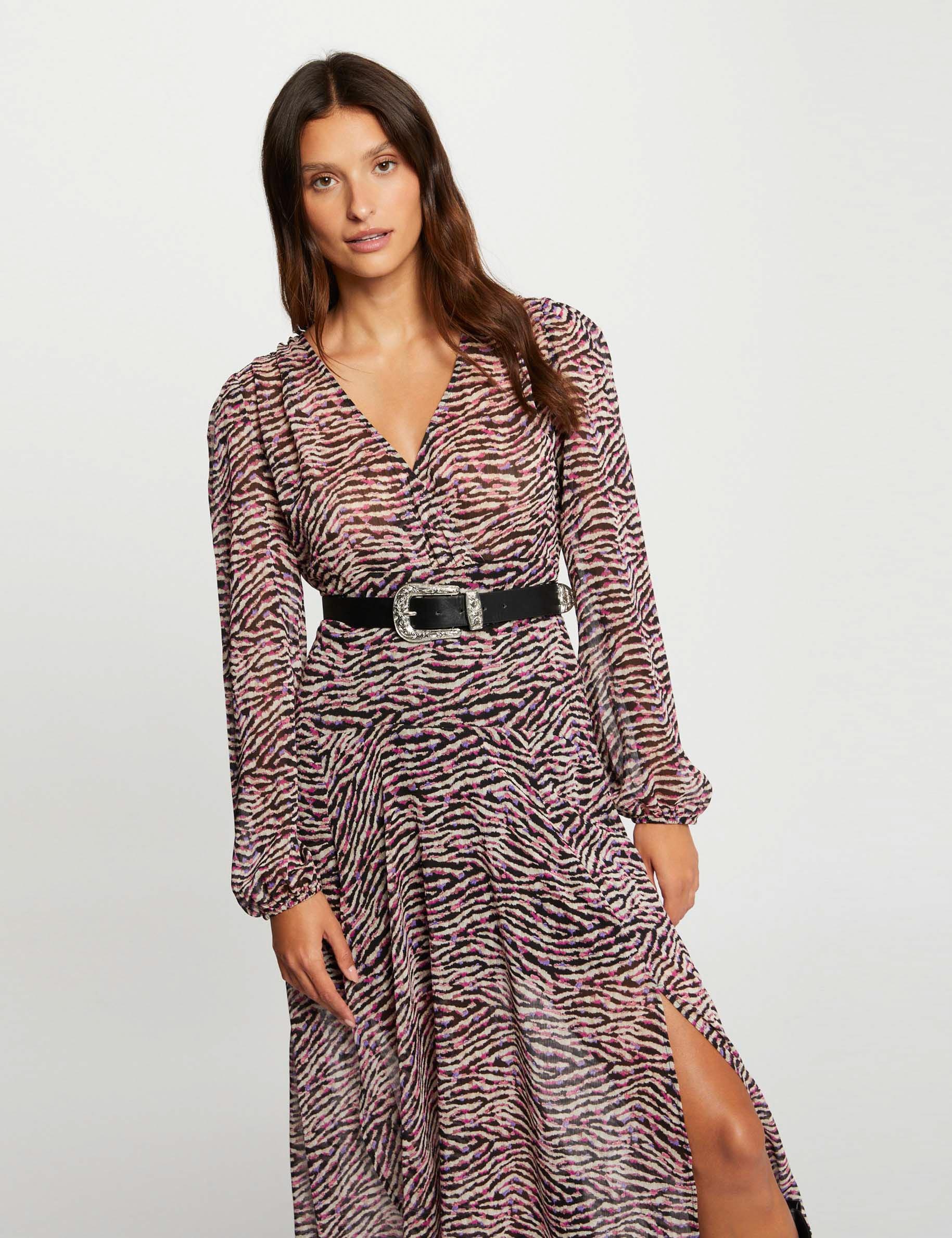 Maxi A-line dress with animal print multico ladies'