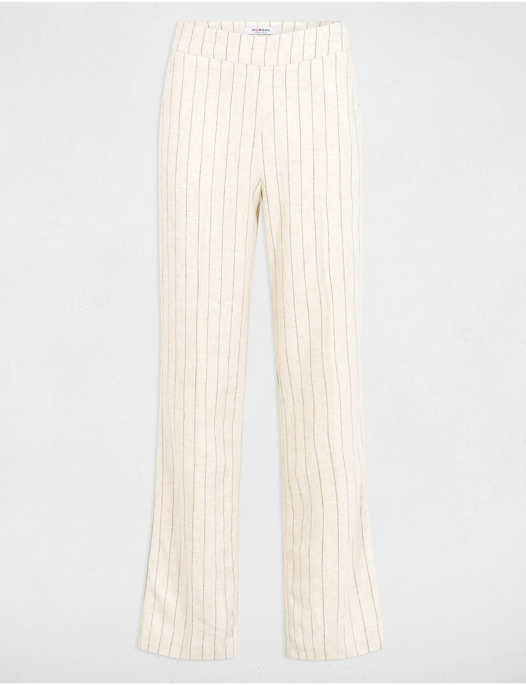 Striped wide leg trousers beige women