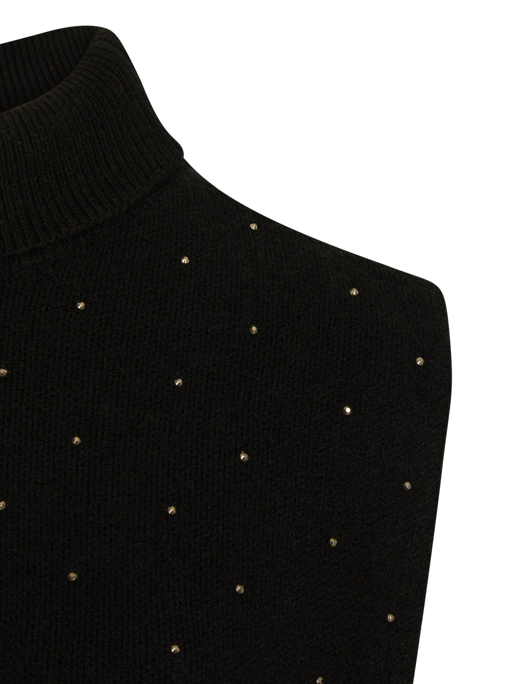Poncho with rhinestone collar black women